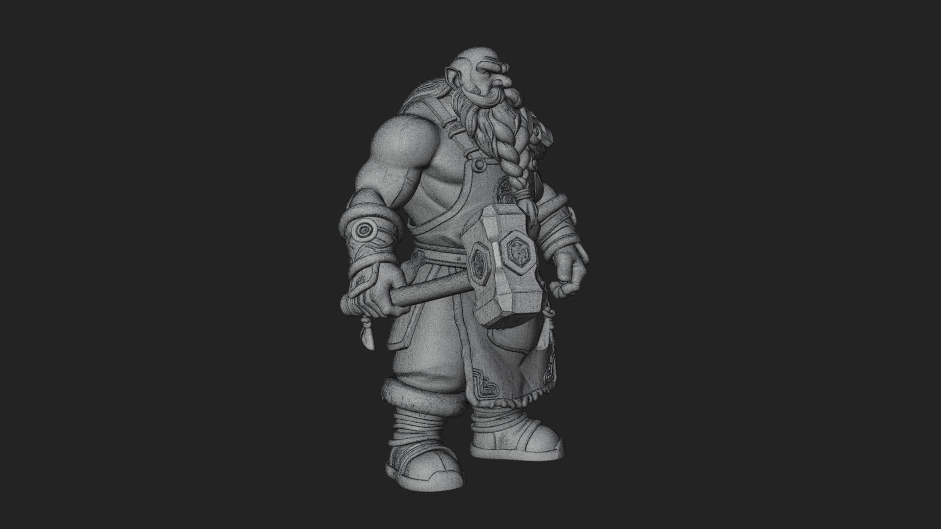 Dwarf Blacksmith Statue Design 5 3D Print Model 3D Model