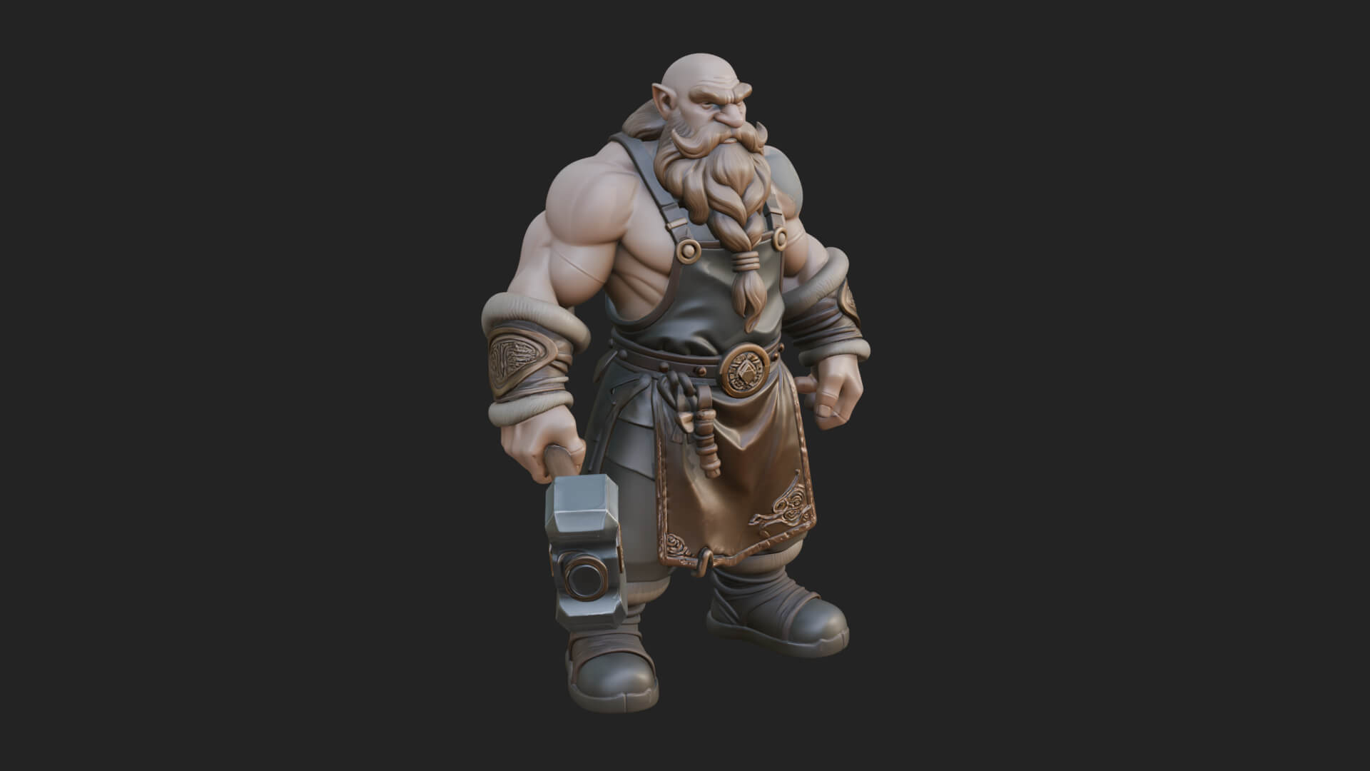 Dwarf Blacksmith Statue Design 6 3D Print Model 3D Model
