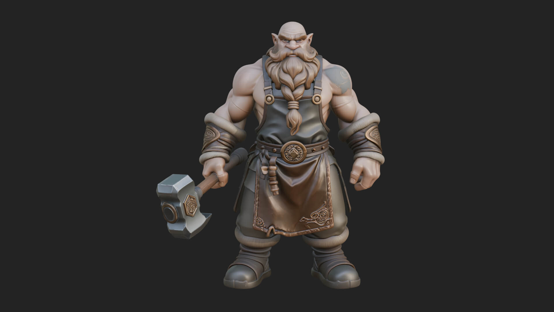 Dwarf Blacksmith Statue Design 6 3D Print Model 3D Model