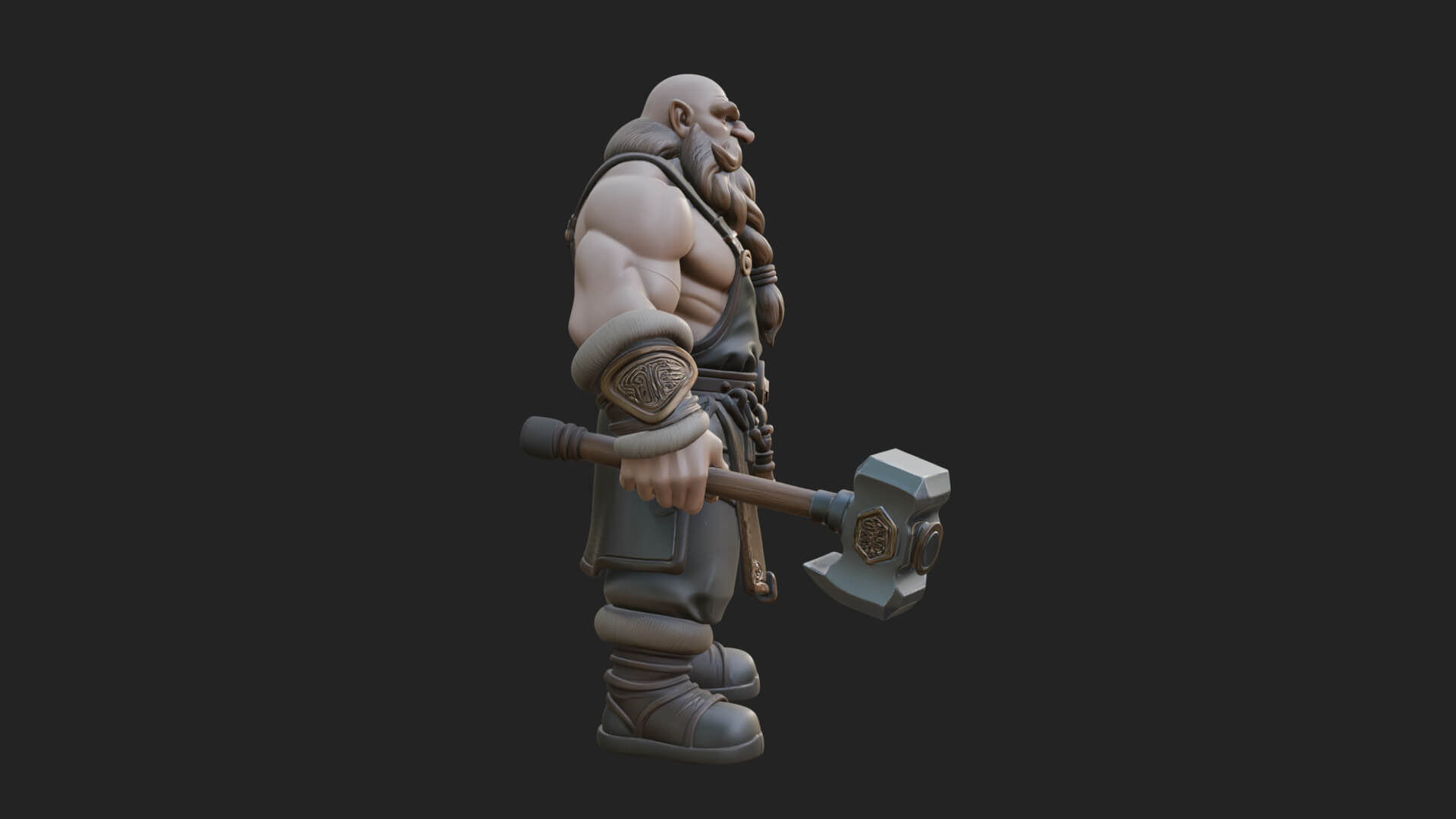 Dwarf Blacksmith Statue Design 6 3D Print Model 3D Model