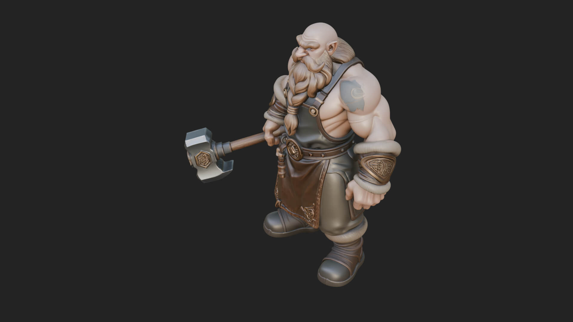 Dwarf Blacksmith Statue Design 6 3D Print Model 3D Model
