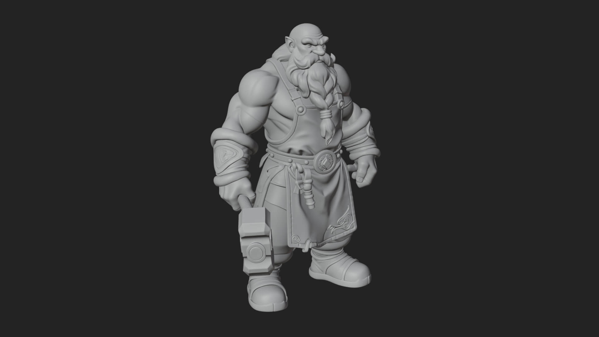 Dwarf Blacksmith Statue Design 6 3D Print Model 3D Model