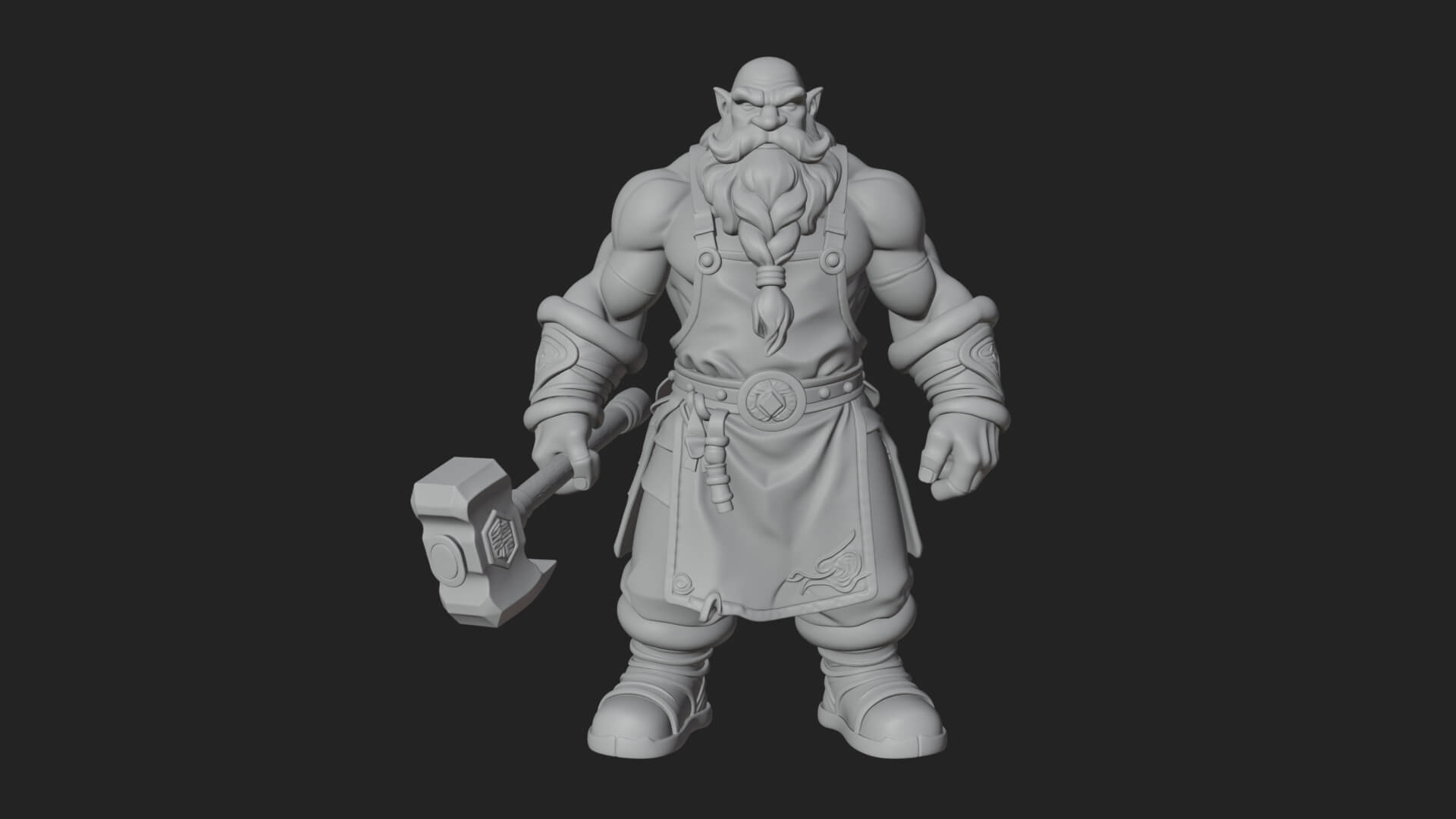 Dwarf Blacksmith Statue Design 6 3D Print Model 3D Model