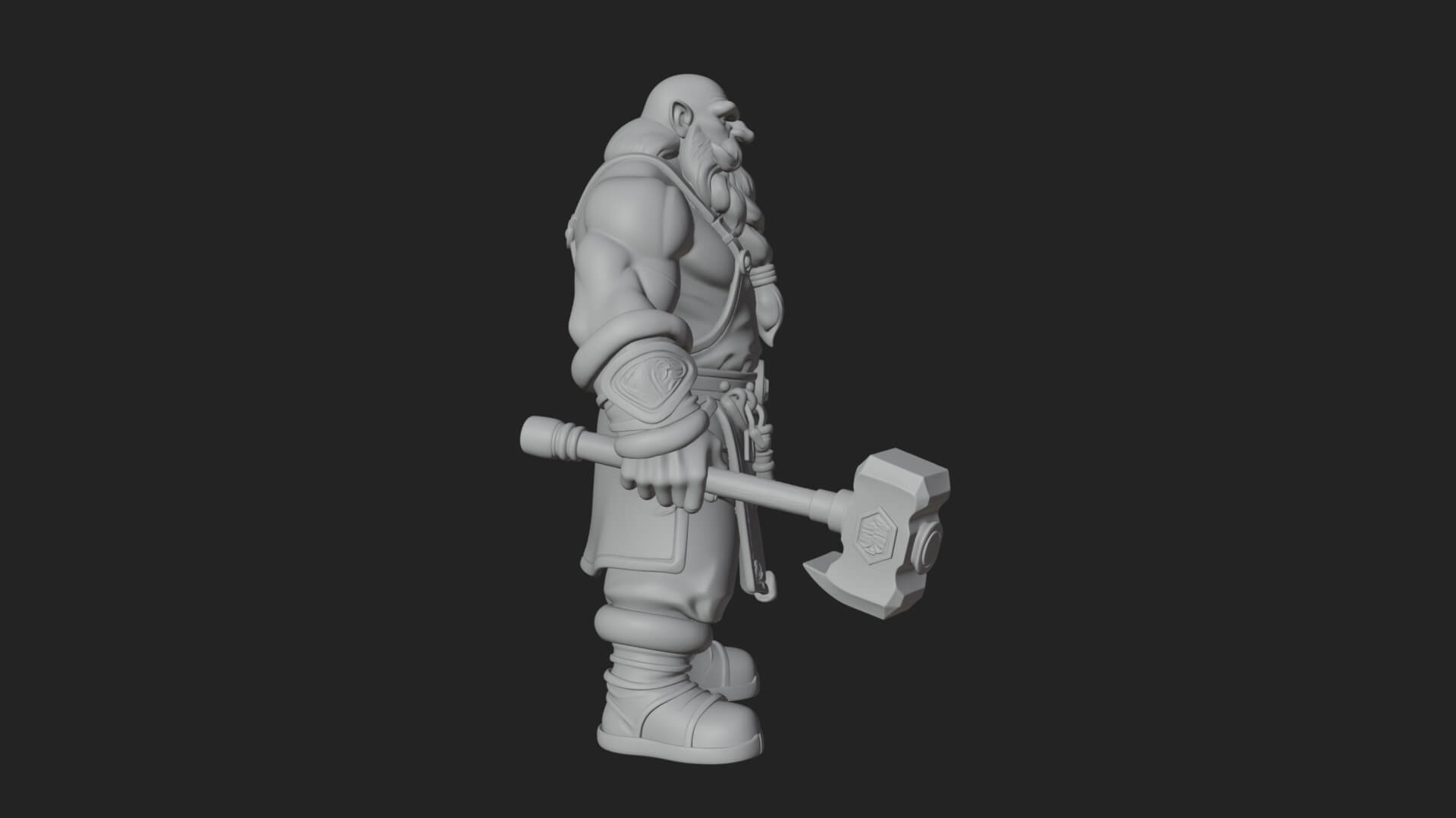 Dwarf Blacksmith Statue Design 6 3D Print Model 3D Model