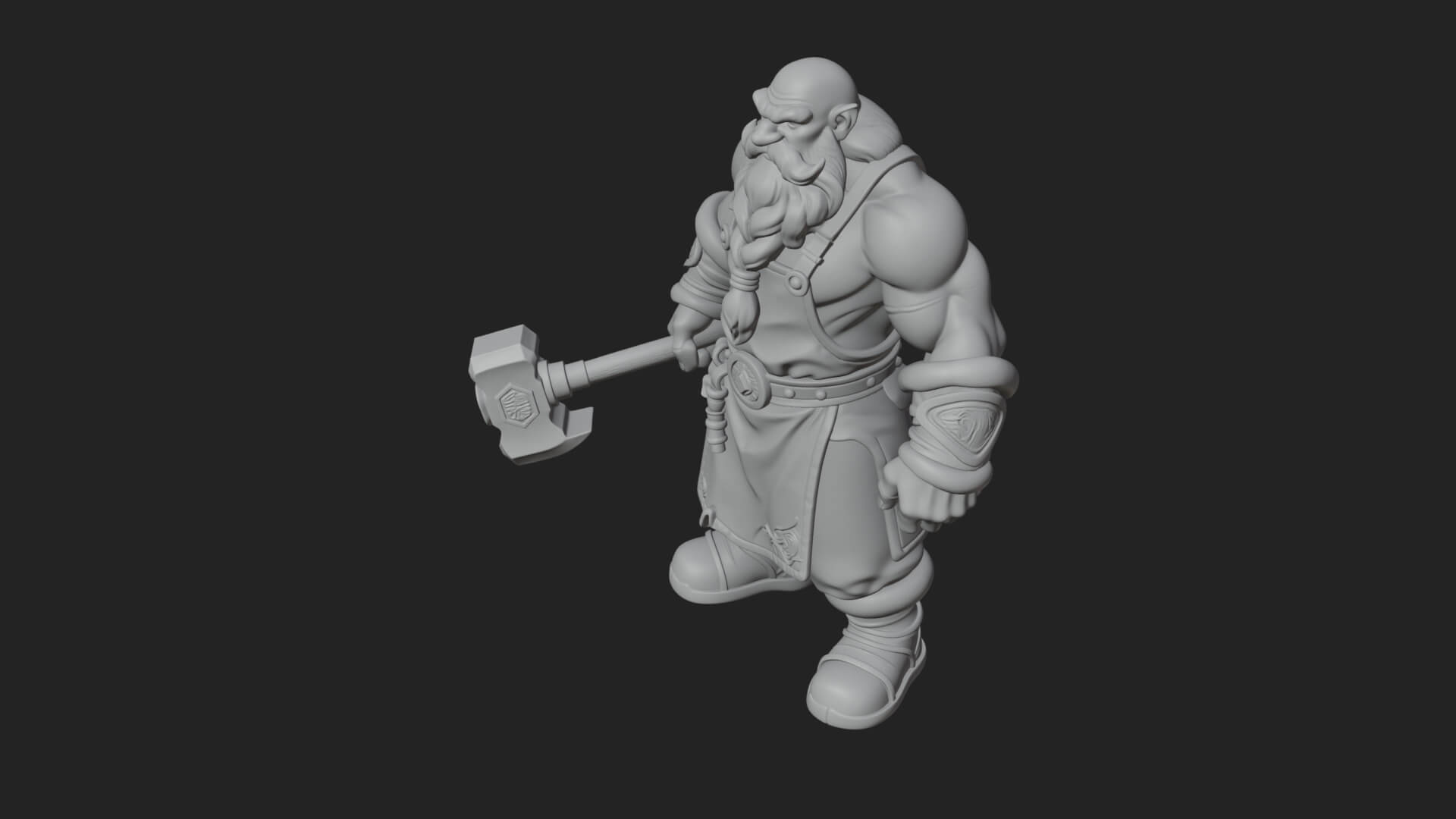 Dwarf Blacksmith Statue Design 6 3D Print Model 3D Model