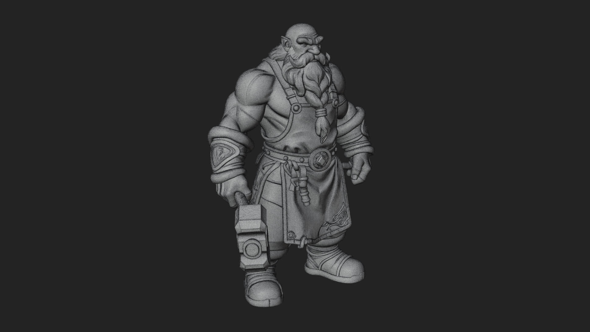 Dwarf Blacksmith Statue Design 6 3D Print Model 3D Model