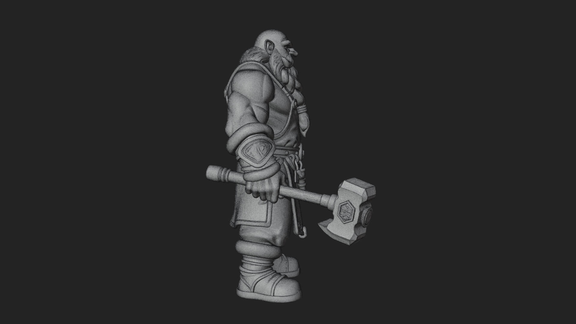 Dwarf Blacksmith Statue Design 6 3D Print Model 3D Model