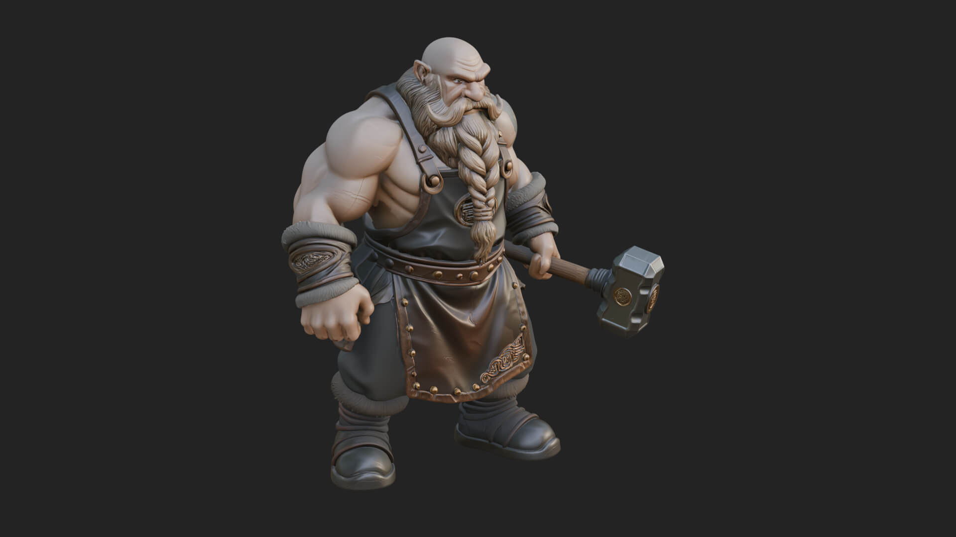 Dwarf Blacksmith Statue Design 7 3D Print Model 3D Model