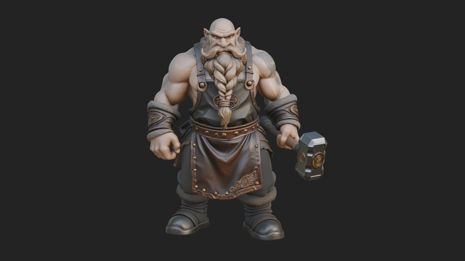 Dwarf Blacksmith Statue Design 7 3D Print Model 3D Model