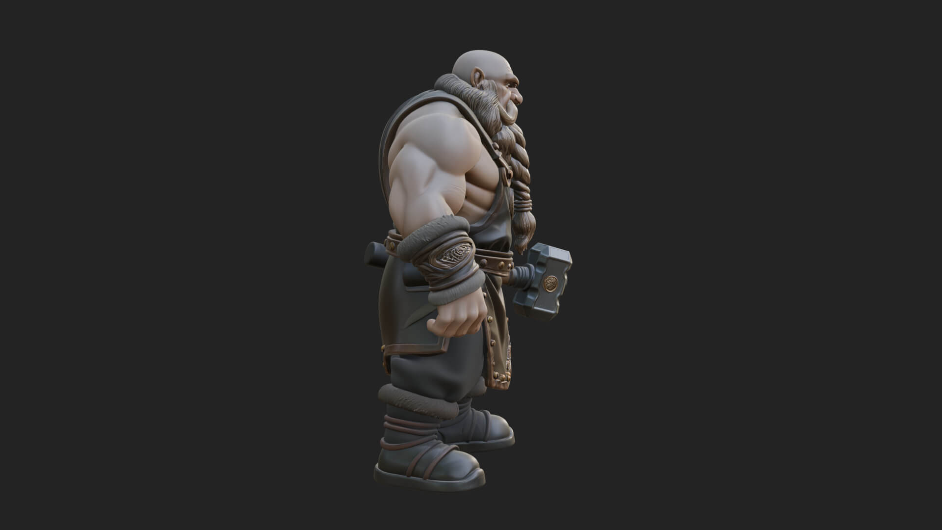 Dwarf Blacksmith Statue Design 7 3D Print Model 3D Model