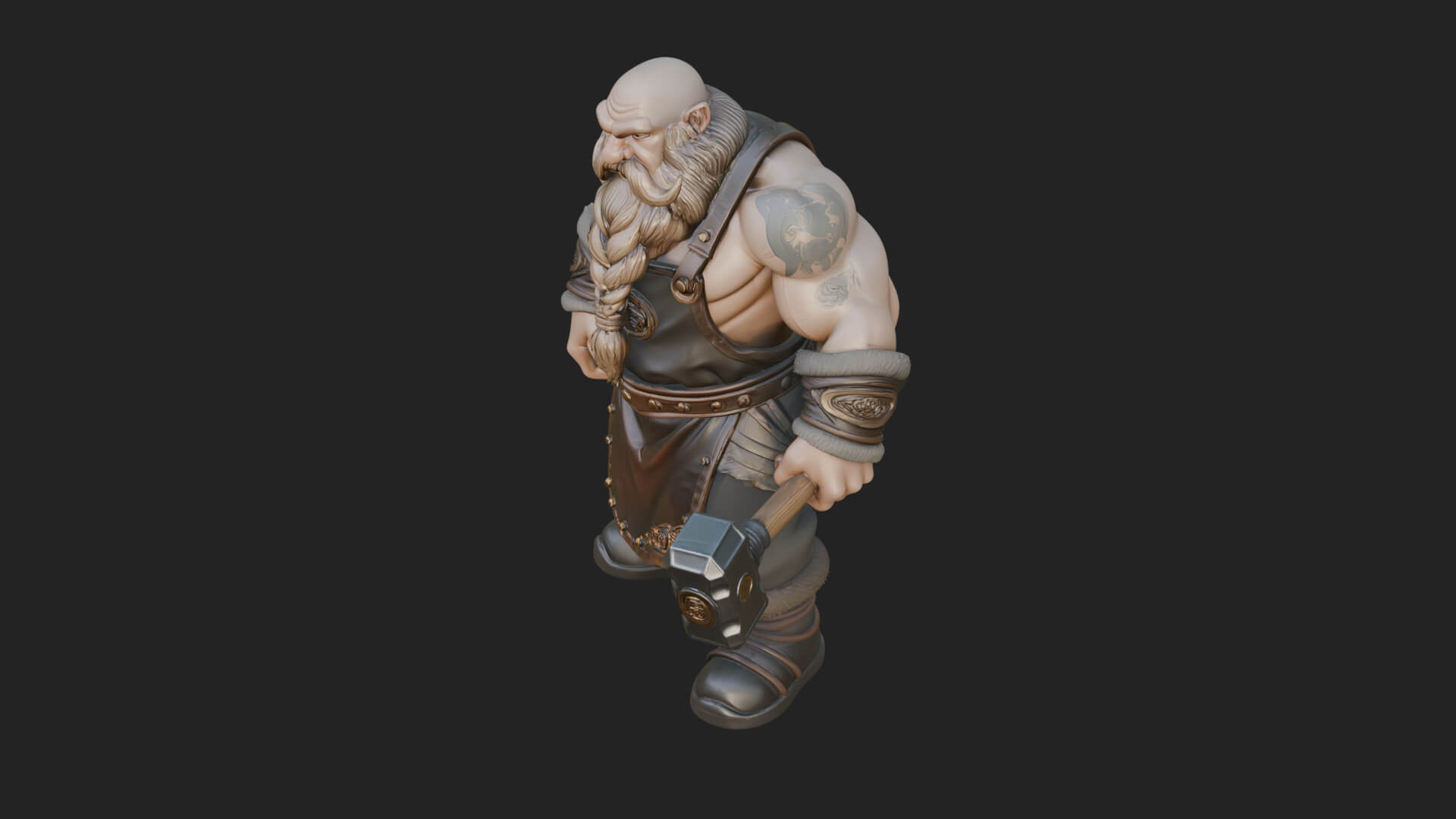 Dwarf Blacksmith Statue Design 7 3D Print Model 3D Model