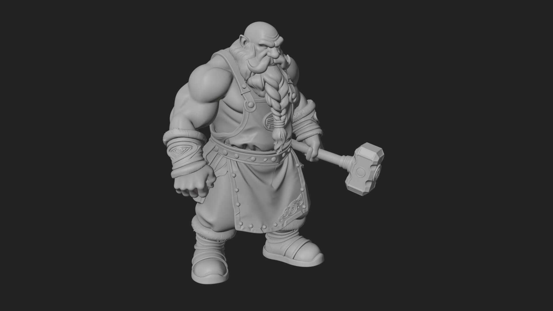 Dwarf Blacksmith Statue Design 7 3D Print Model 3D Model