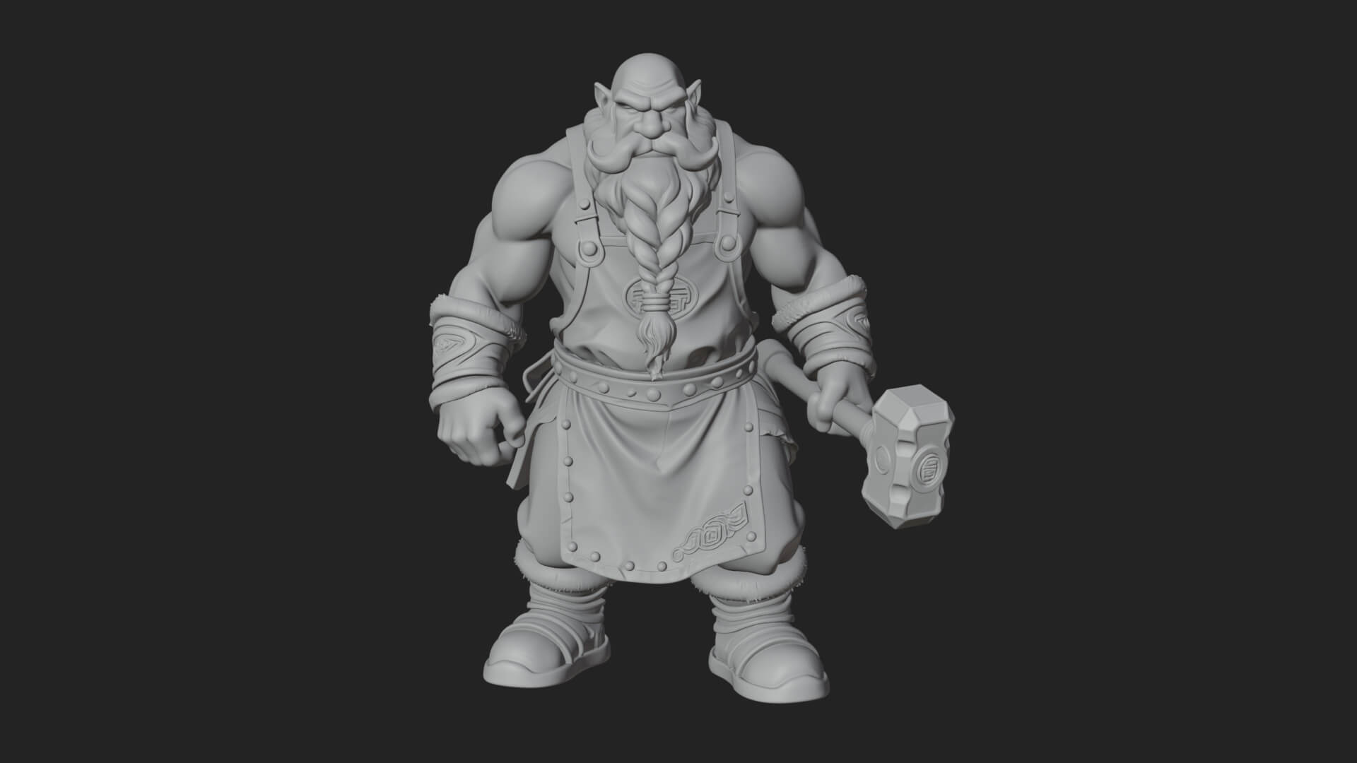 Dwarf Blacksmith Statue Design 7 3D Print Model 3D Model
