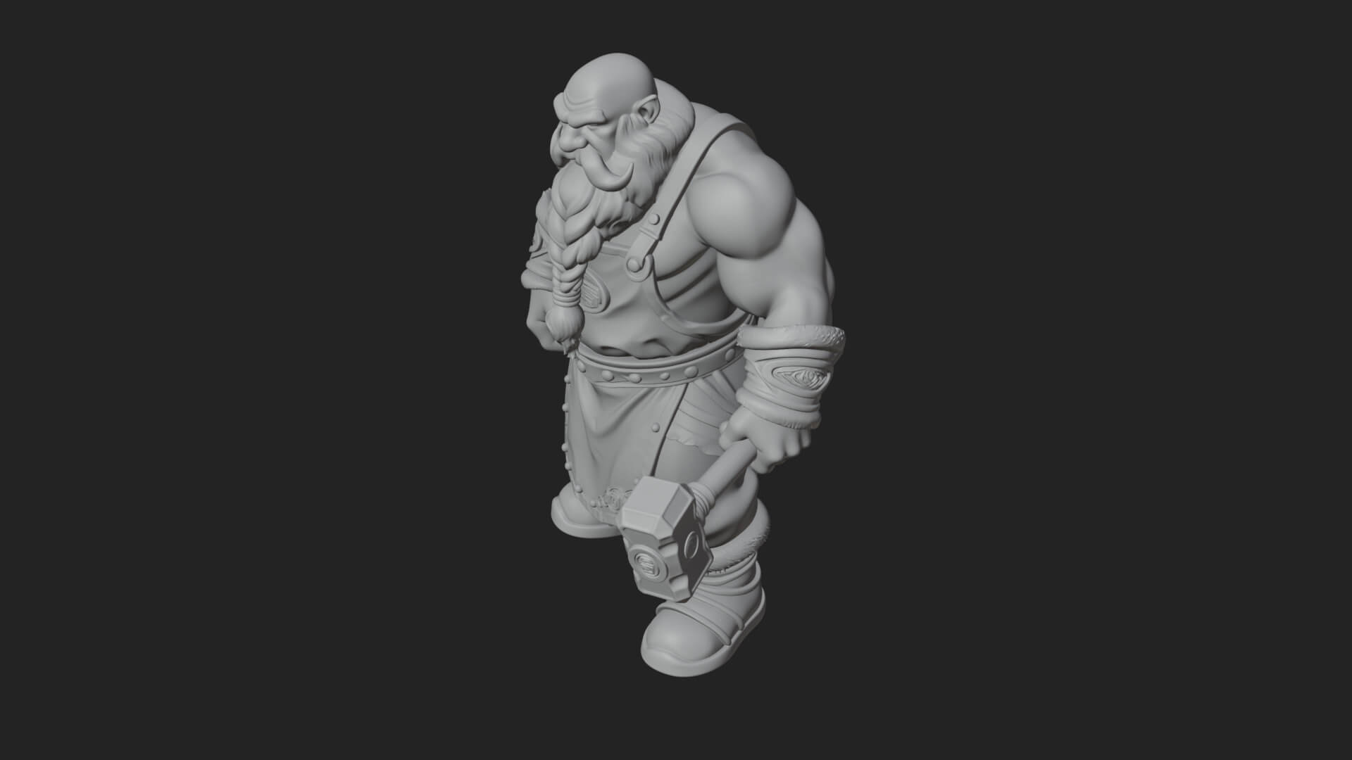 Dwarf Blacksmith Statue Design 7 3D Print Model 3D Model