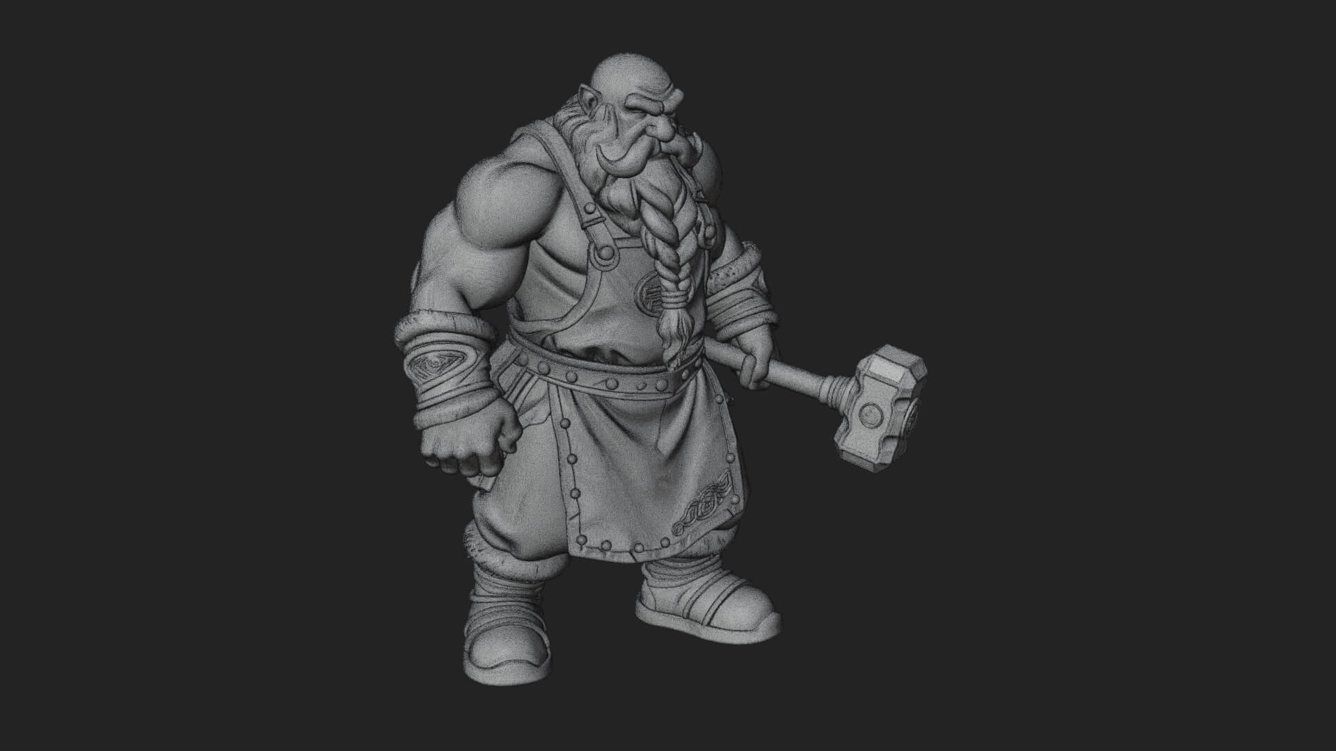 Dwarf Blacksmith Statue Design 7 3D Print Model 3D Model