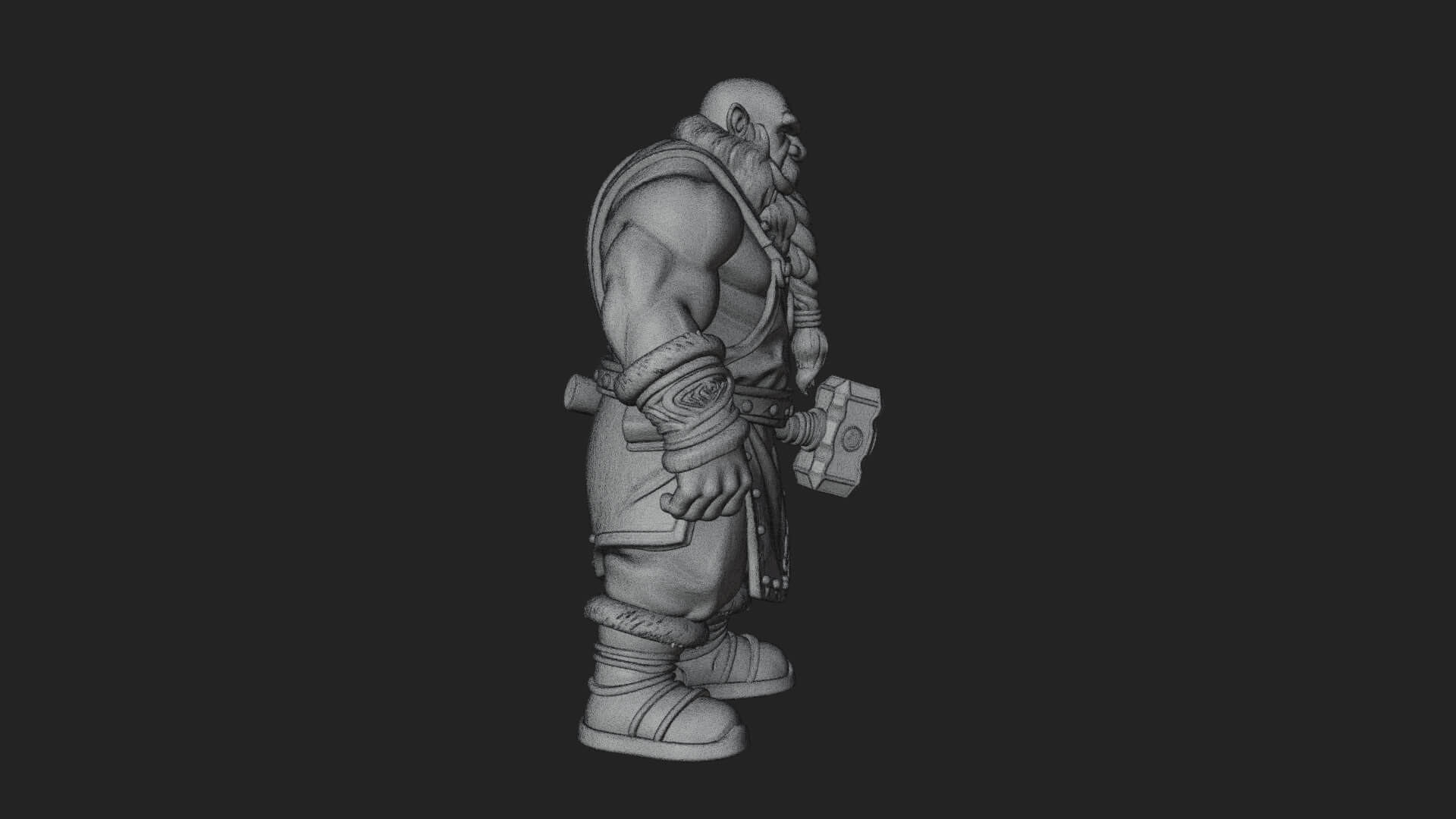 Dwarf Blacksmith Statue Design 7 3D Print Model 3D Model