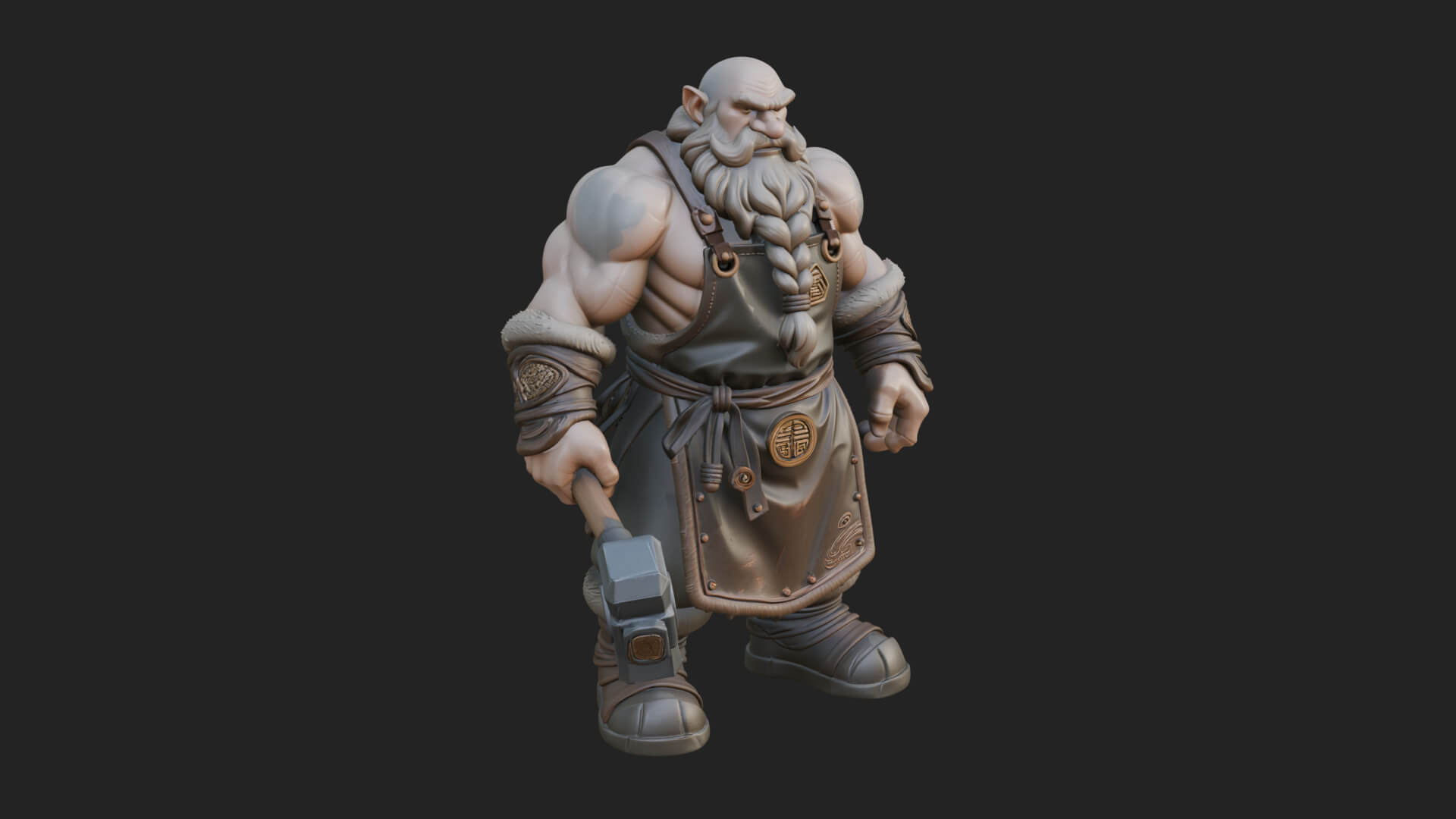Dwarf Blacksmith Statue Design 8 3D Print Model 3D Model