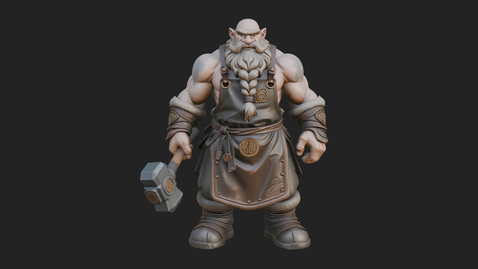 Dwarf Blacksmith Statue Design 8 3D Print Model 3D Model
