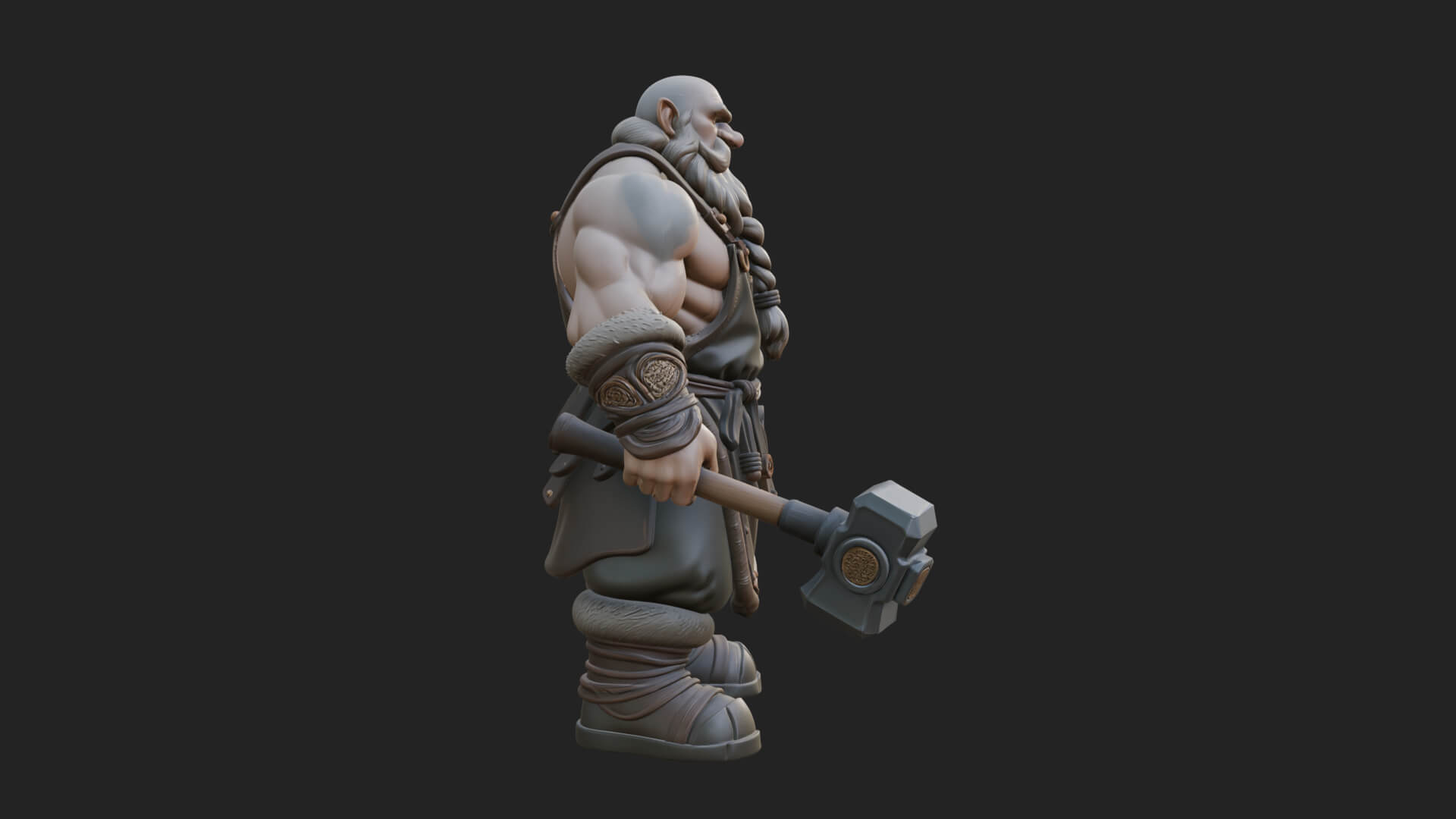Dwarf Blacksmith Statue Design 8 3D Print Model 3D Model