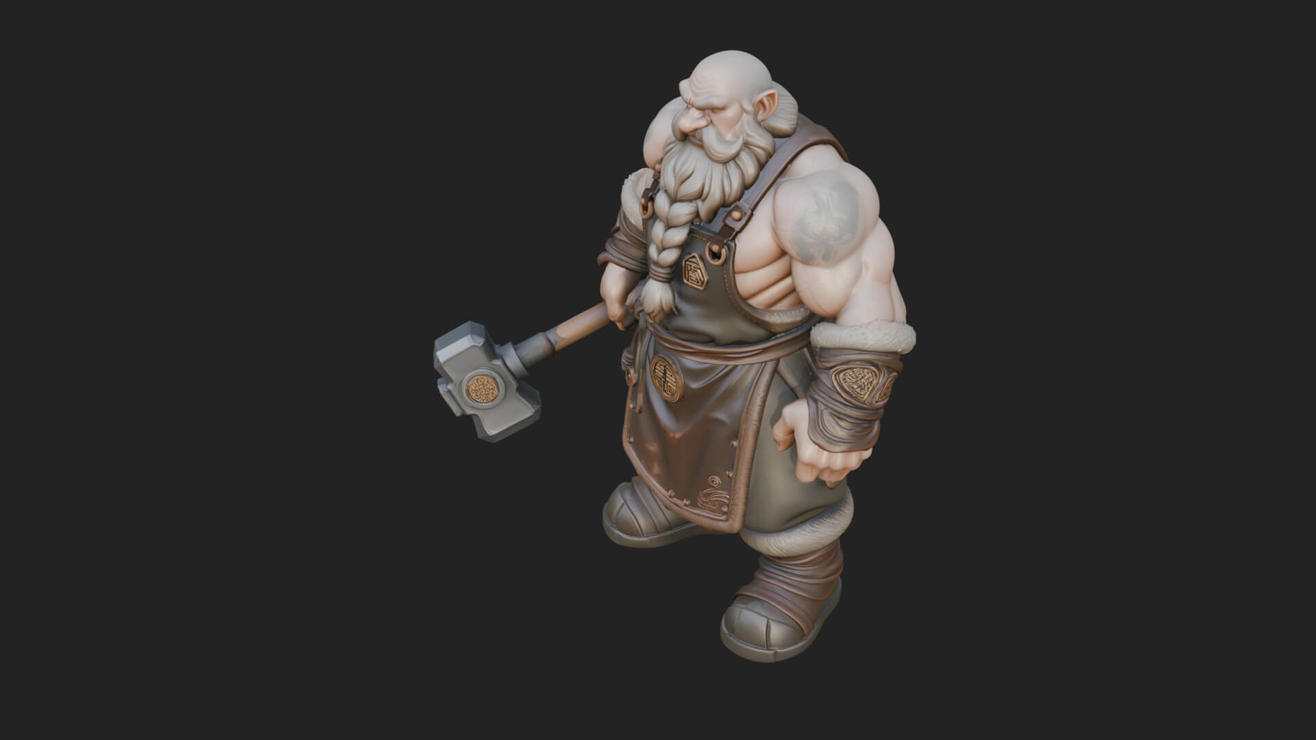 Dwarf Blacksmith Statue Design 8 3D Print Model 3D Model