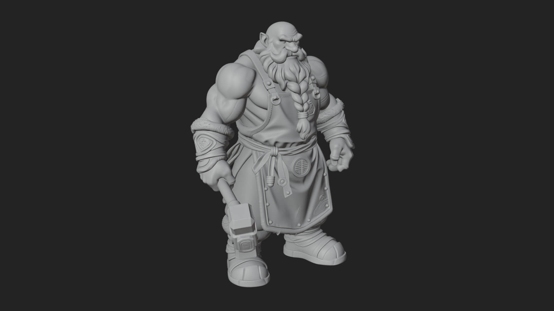 Dwarf Blacksmith Statue Design 8 3D Print Model 3D Model