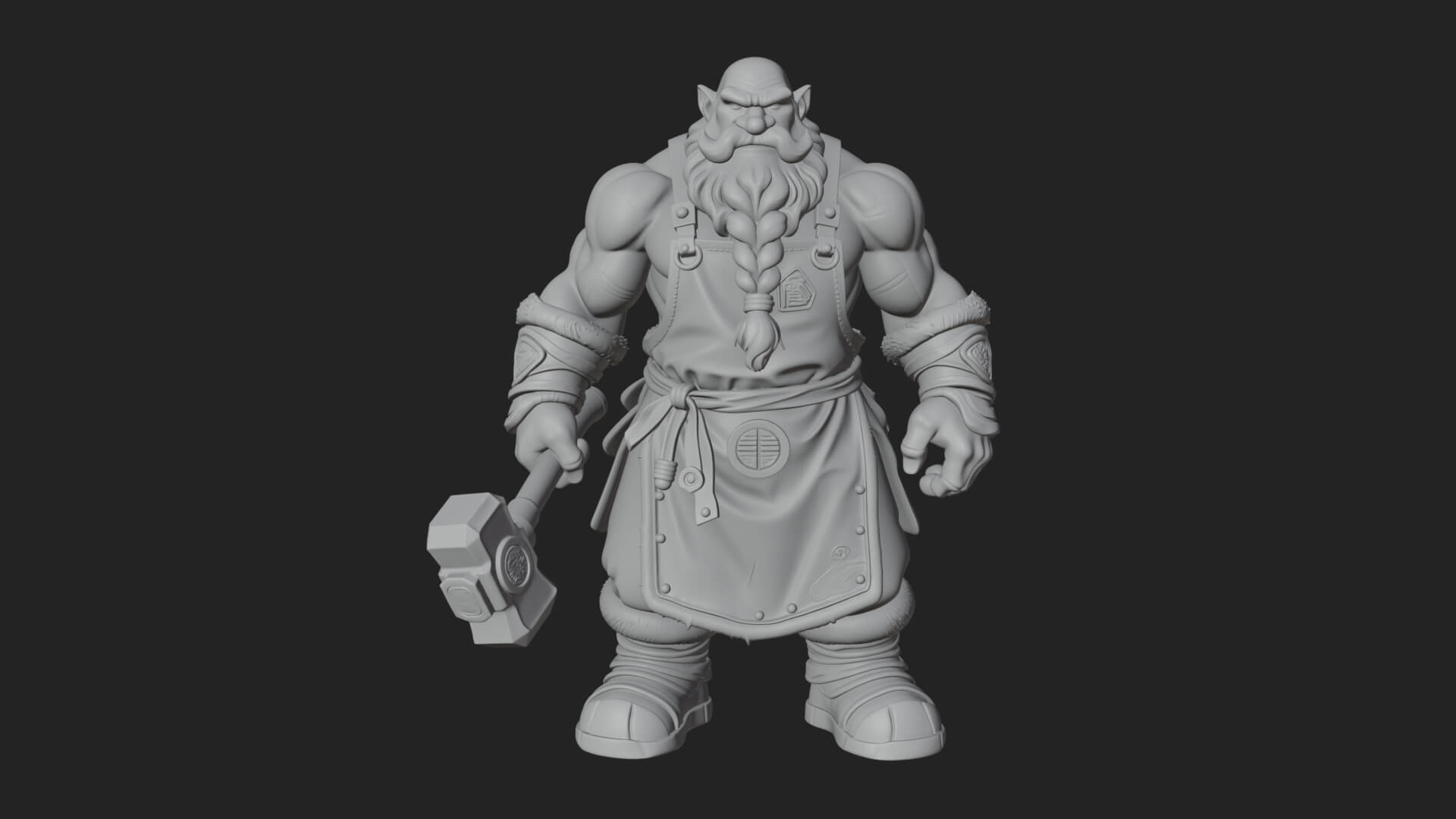 Dwarf Blacksmith Statue Design 8 3D Print Model 3D Model