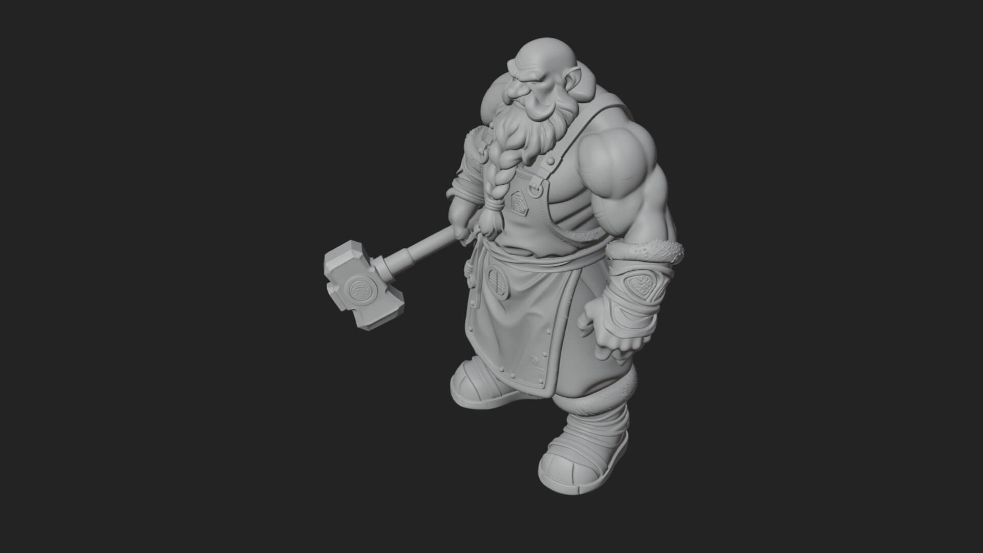 Dwarf Blacksmith Statue Design 8 3D Print Model 3D Model