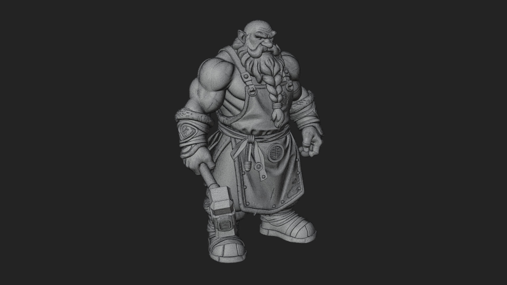 Dwarf Blacksmith Statue Design 8 3D Print Model 3D Model
