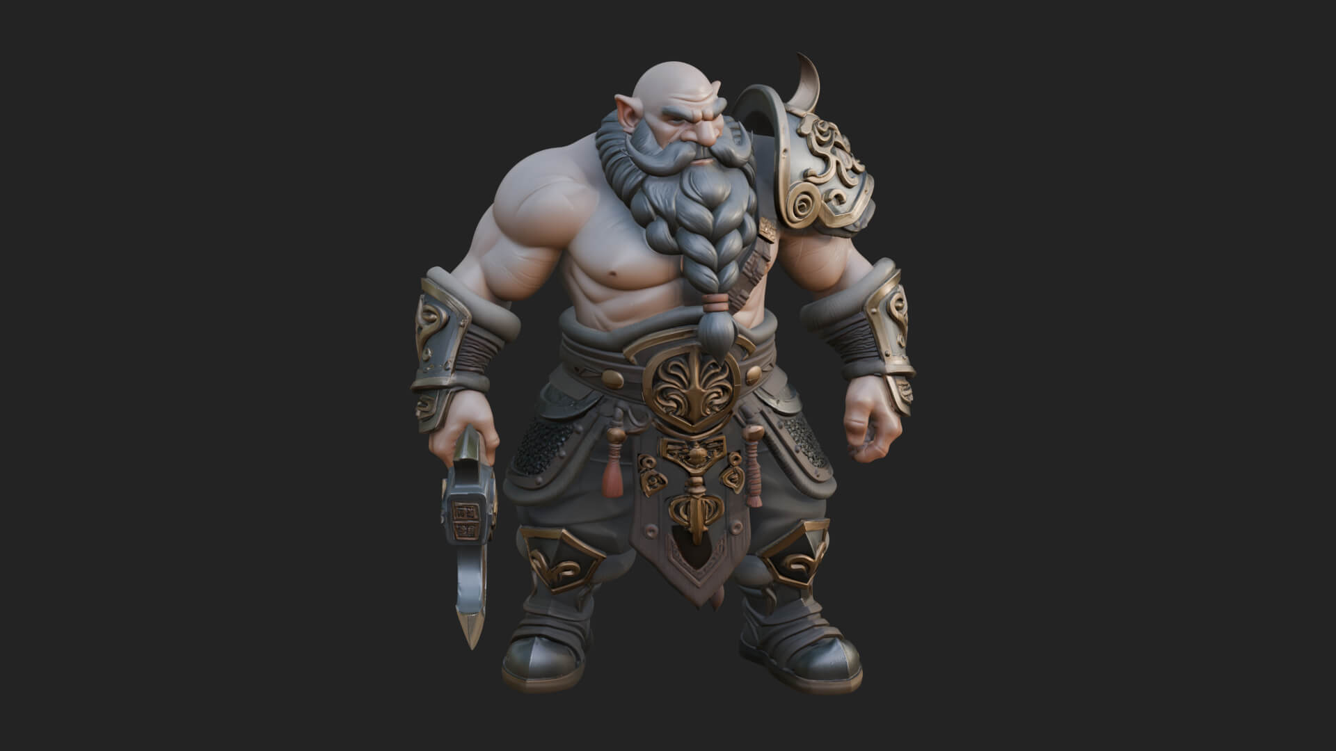 Dwarf Warrior Statue Design 2 3D Print Model 3D Model