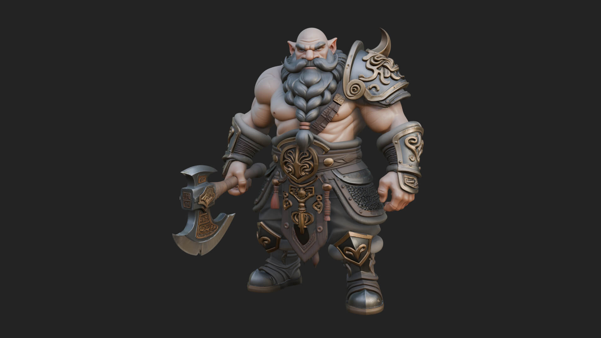 Dwarf Warrior Statue Design 2 3D Print Model 3D Model