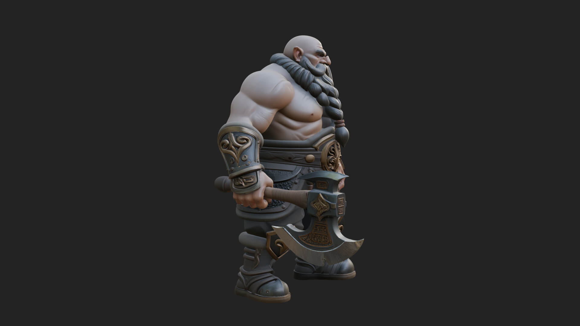 Dwarf Warrior Statue Design 2 3D Print Model 3D Model