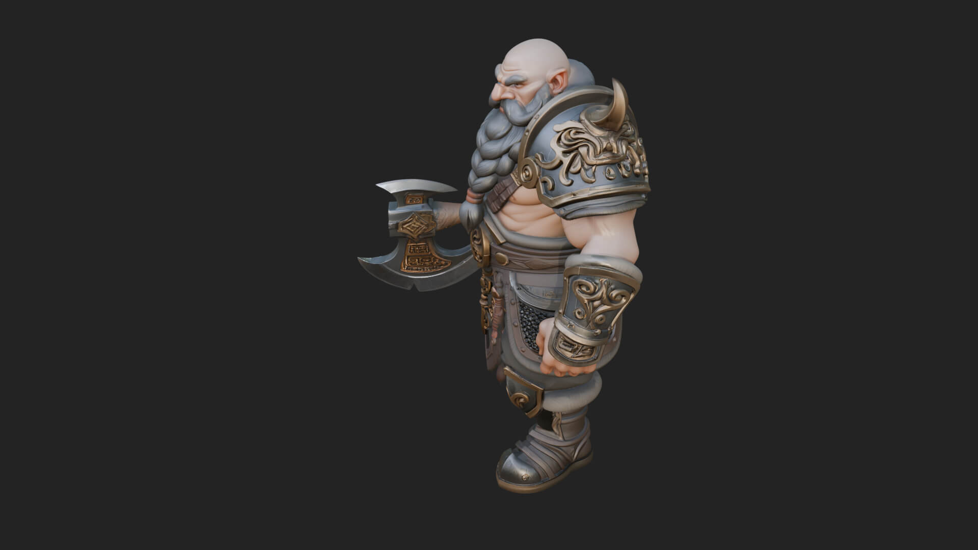 Dwarf Warrior Statue Design 2 3D Print Model 3D Model