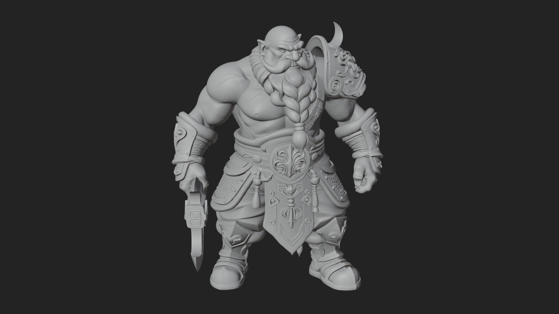Dwarf Warrior Statue Design 2 3D Print Model 3D Model