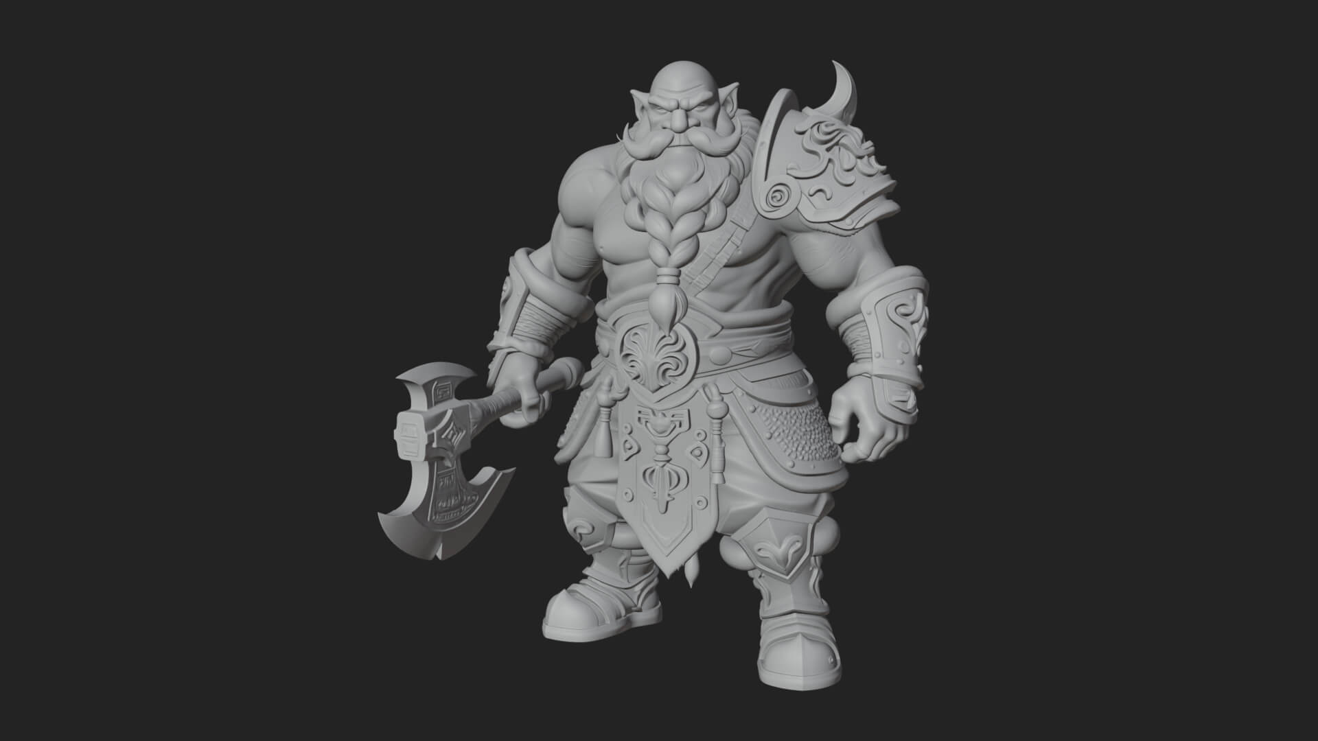 Dwarf Warrior Statue Design 2 3D Print Model 3D Model