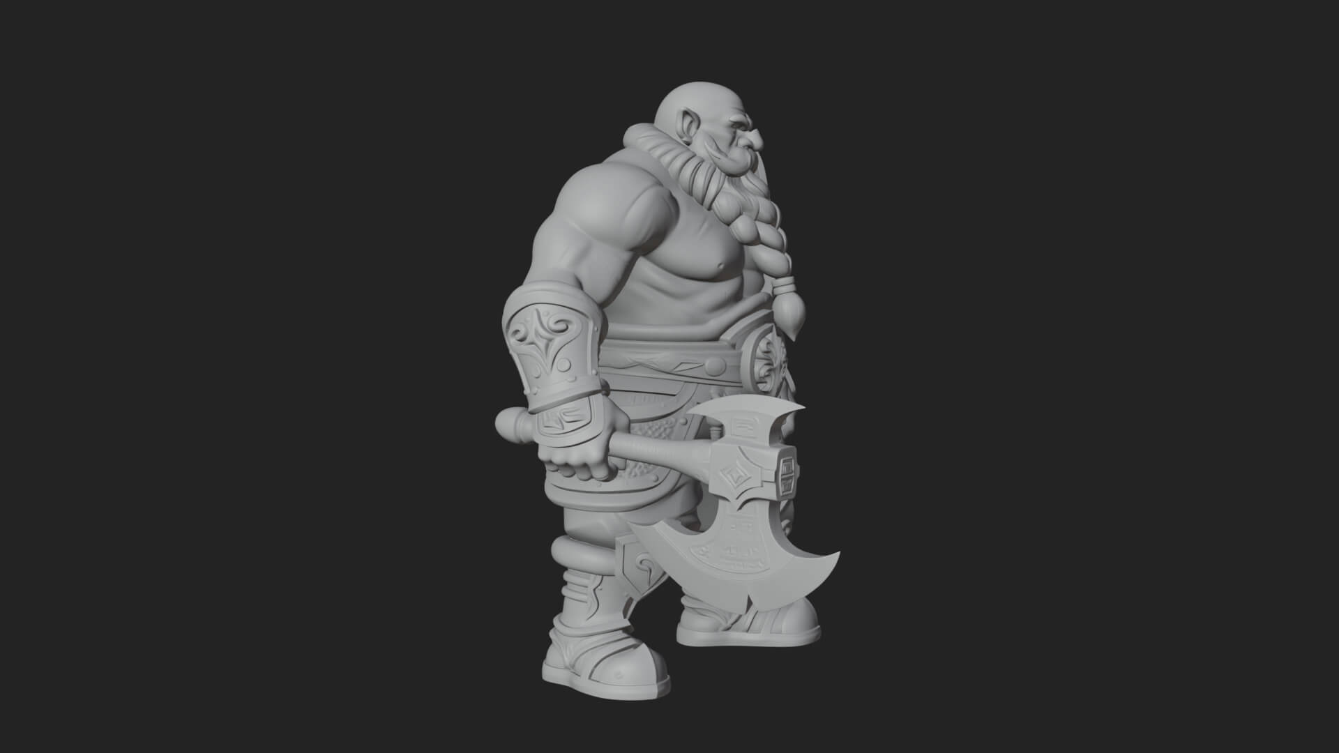 Dwarf Warrior Statue Design 2 3D Print Model 3D Model