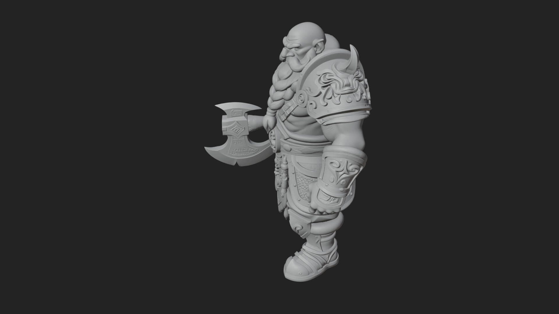 Dwarf Warrior Statue Design 2 3D Print Model 3D Model