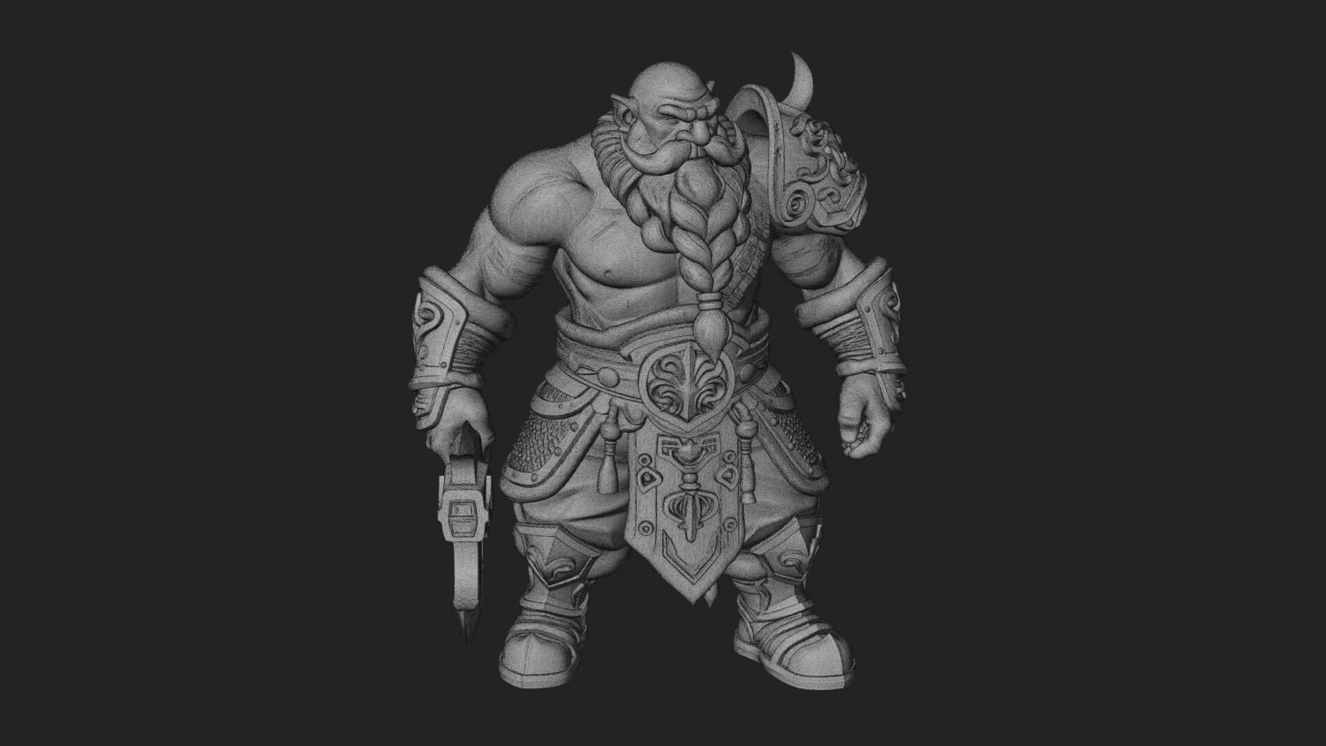 Dwarf Warrior Statue Design 2 3D Print Model 3D Model