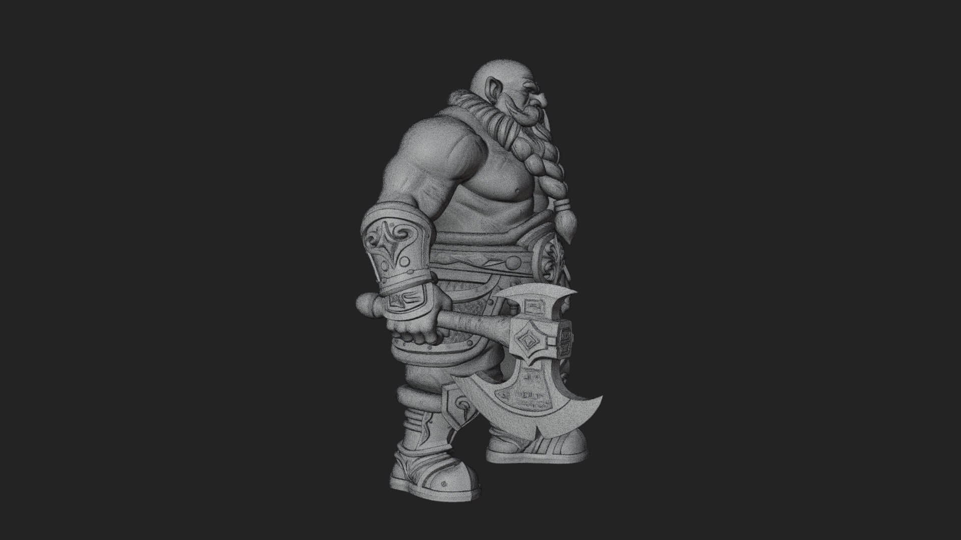 Dwarf Warrior Statue Design 2 3D Print Model 3D Model