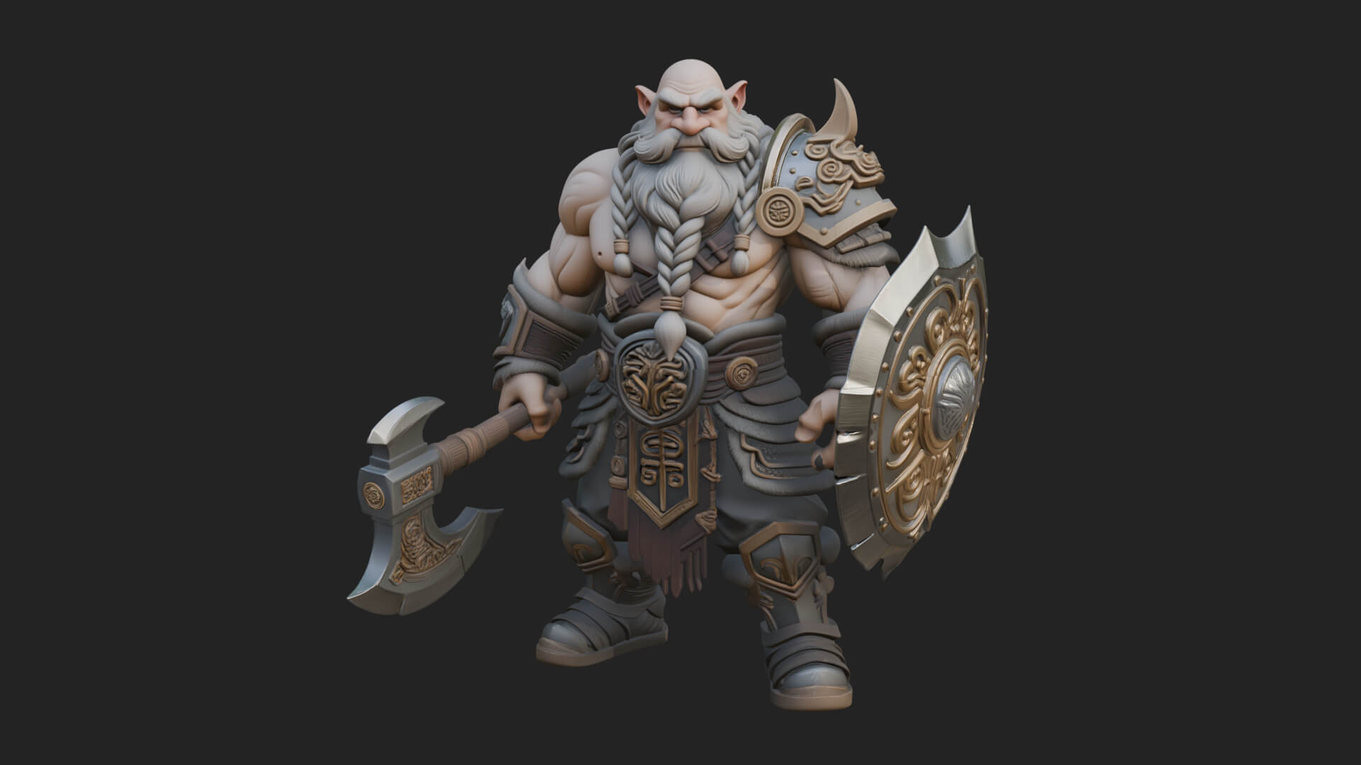 Dwarf Warrior Statue Design 3 3D Print Model 3D Model
