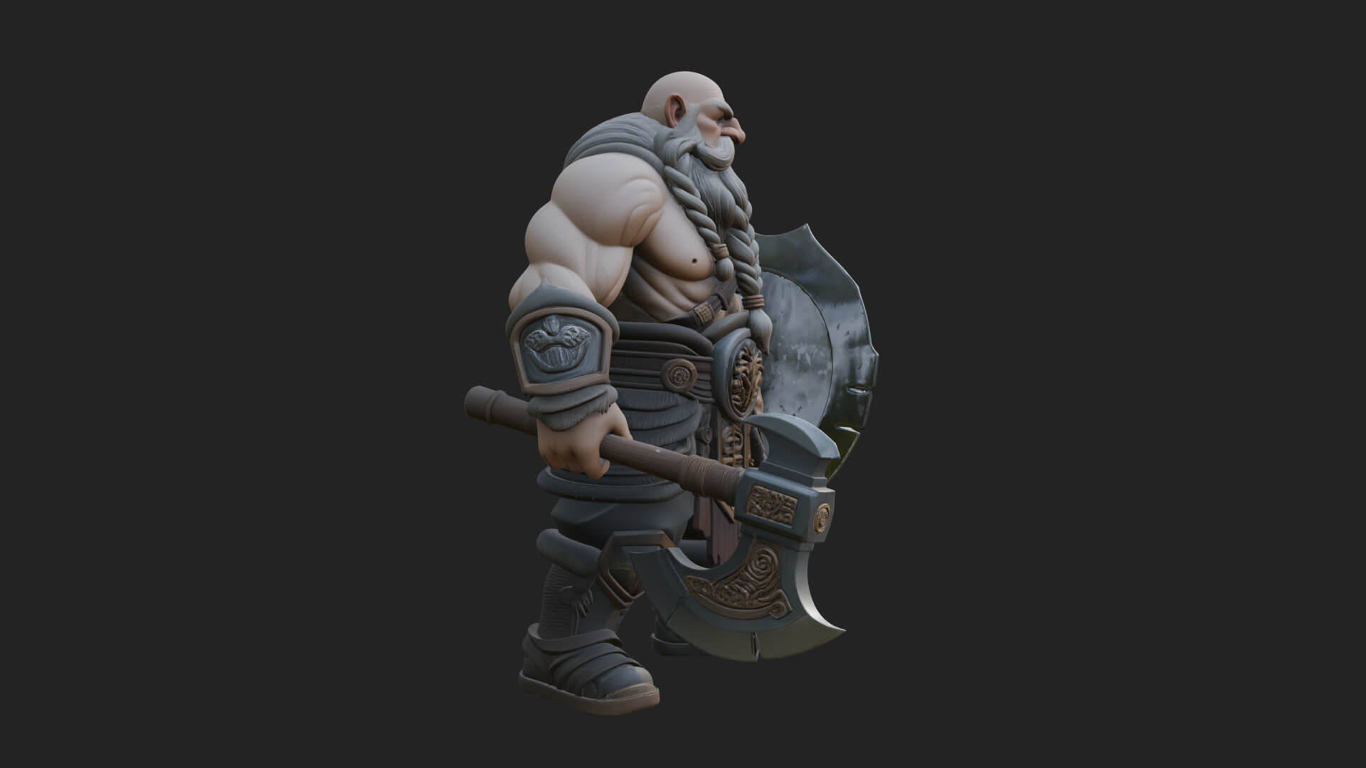 Dwarf Warrior Statue Design 3 3D Print Model 3D Model