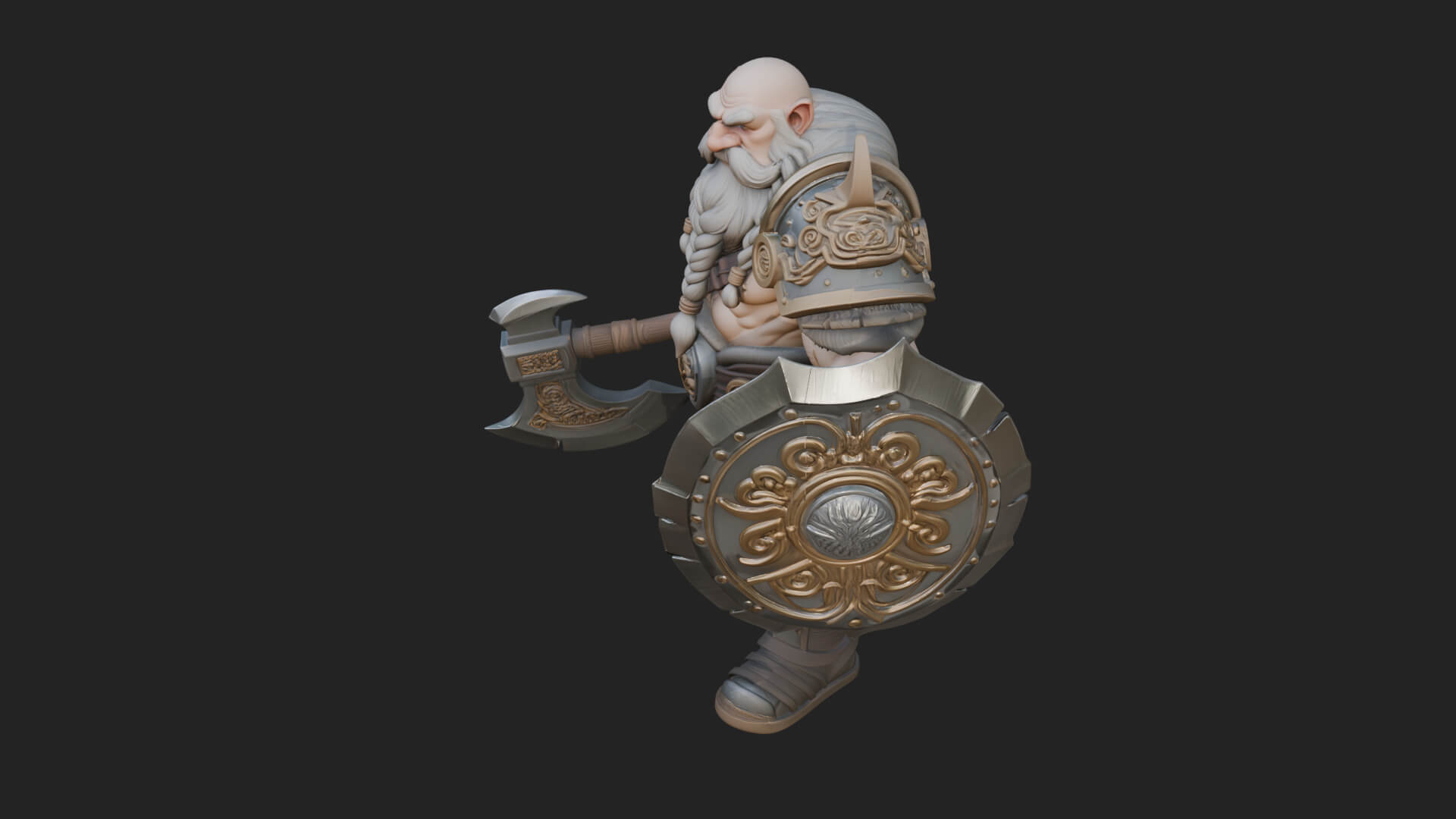 Dwarf Warrior Statue Design 3 3D Print Model 3D Model