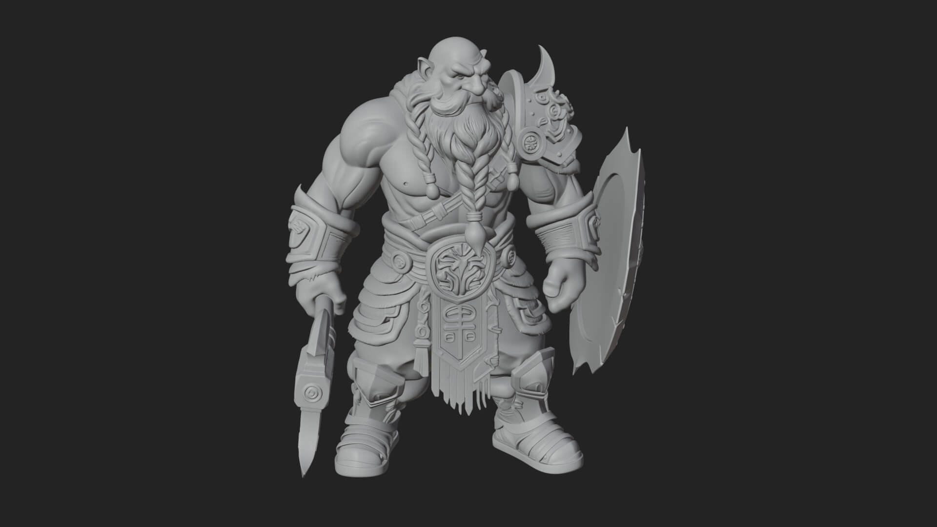 Dwarf Warrior Statue Design 3 3D Print Model 3D Model