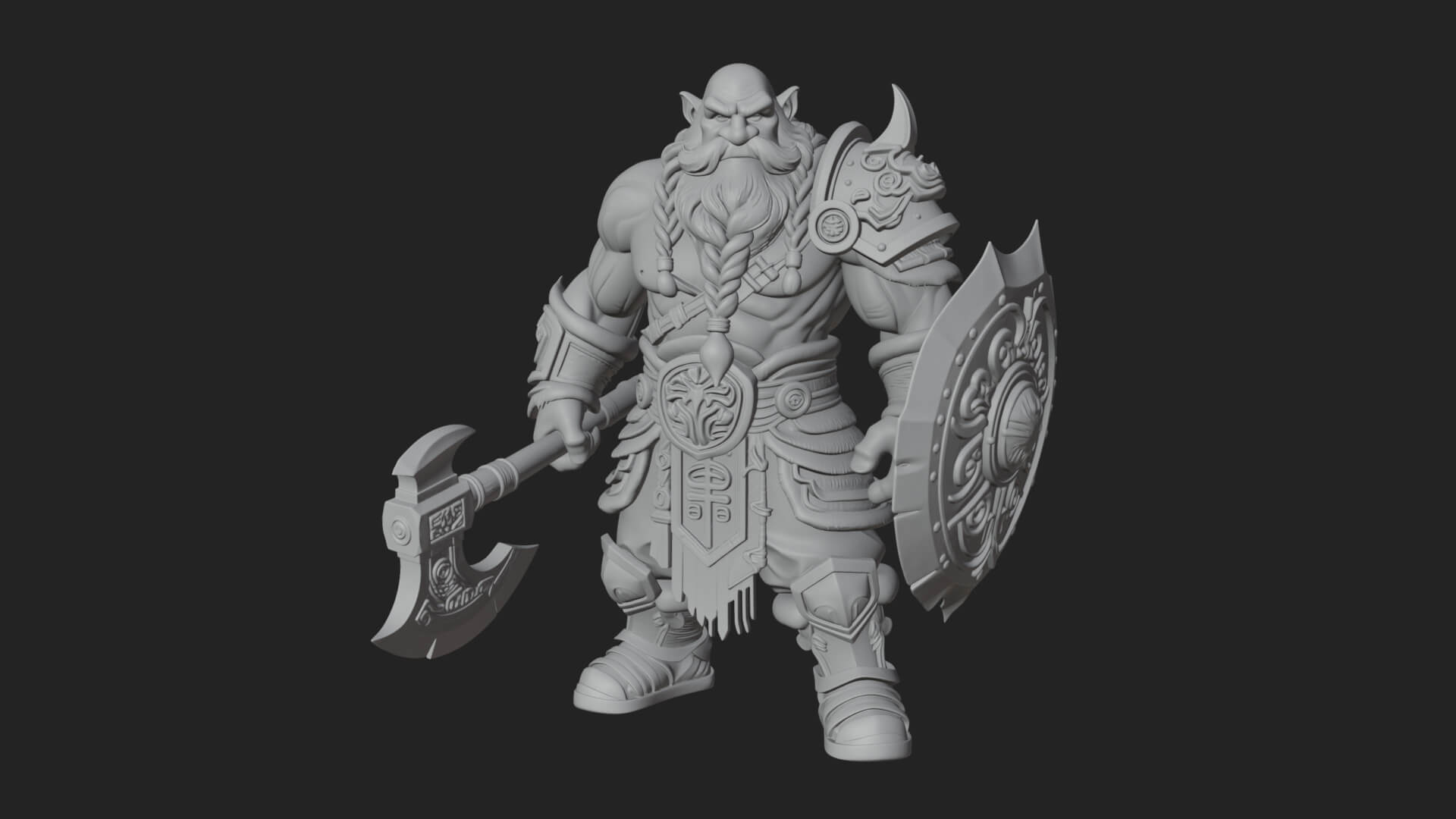 Dwarf Warrior Statue Design 3 3D Print Model 3D Model