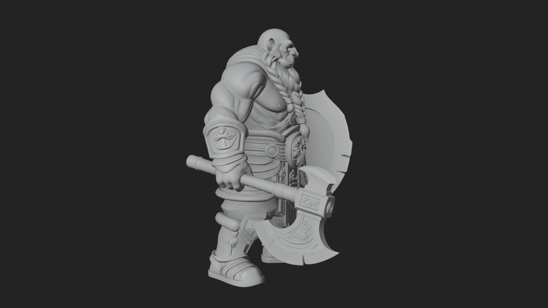 Dwarf Warrior Statue Design 3 3D Print Model 3D Model