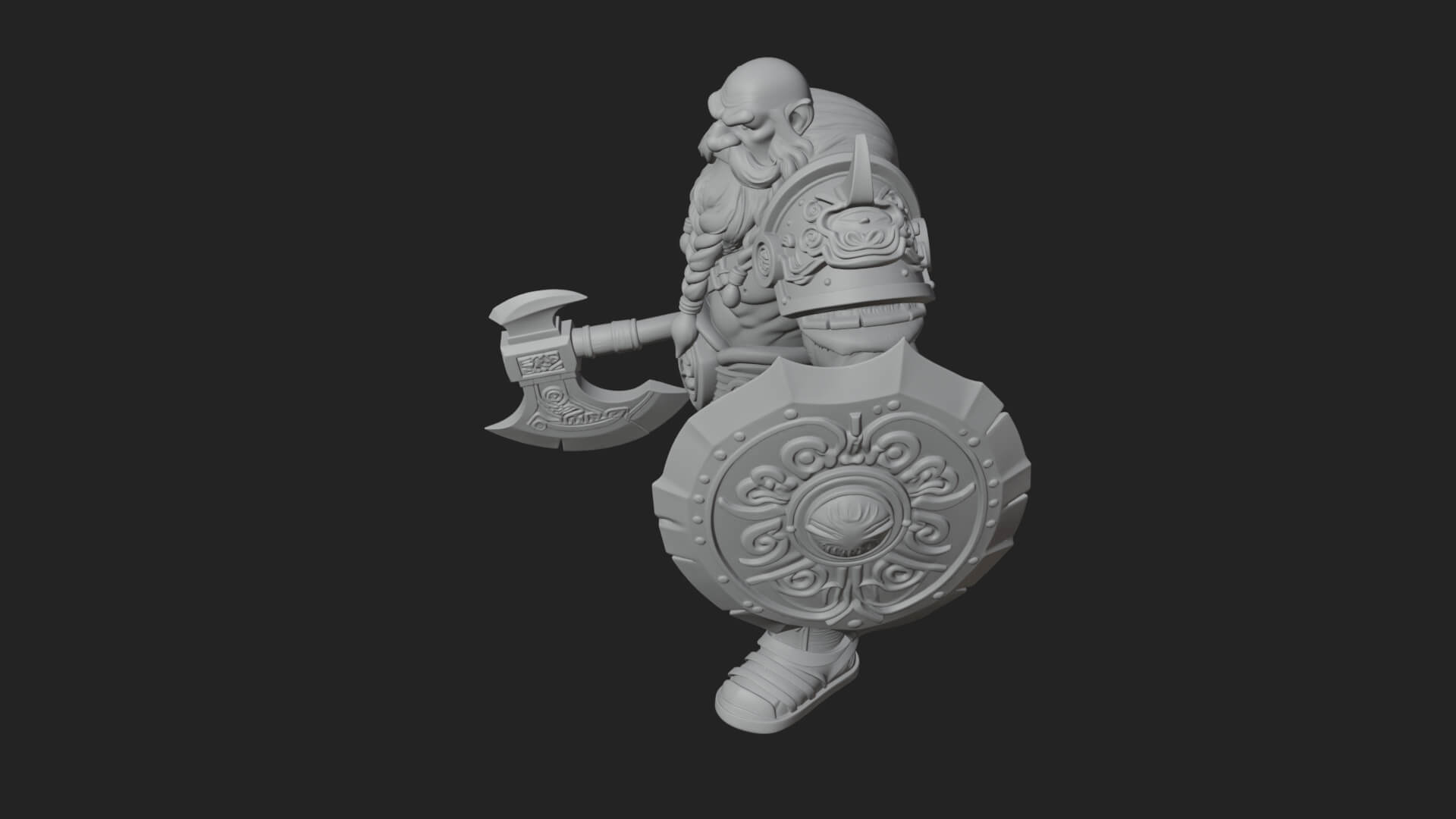 Dwarf Warrior Statue Design 3 3D Print Model 3D Model