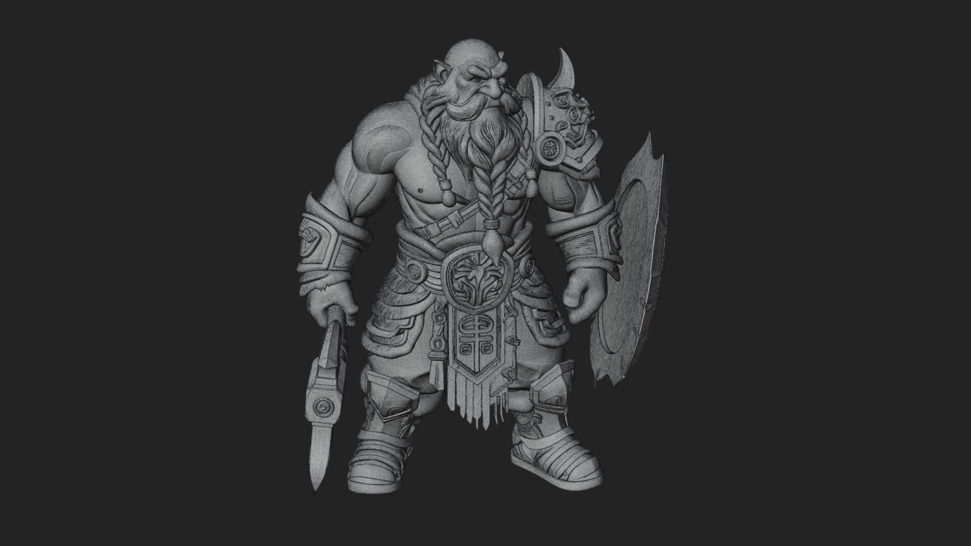 Dwarf Warrior Statue Design 3 3D Print Model 3D Model