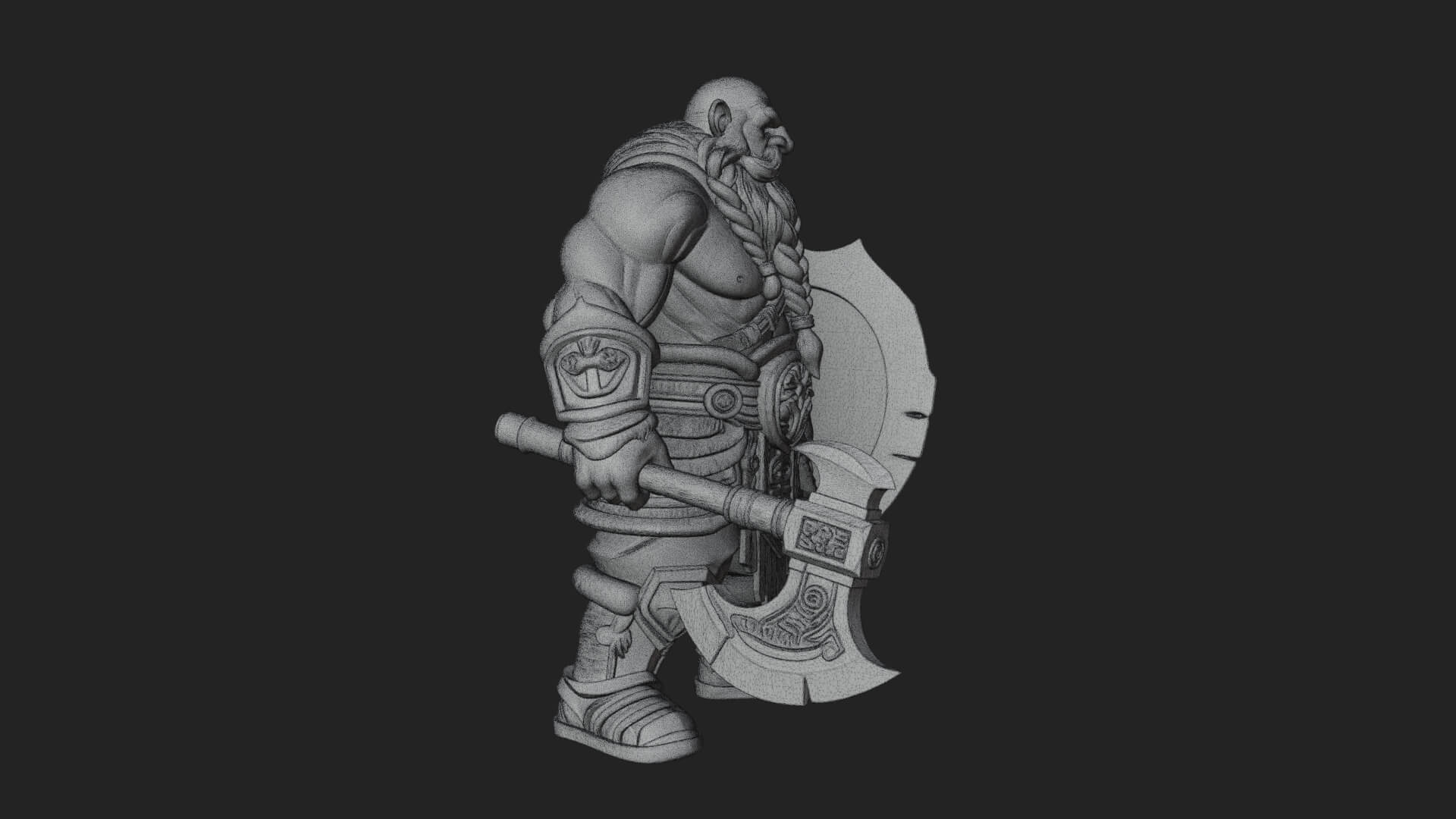 Dwarf Warrior Statue Design 3 3D Print Model 3D Model