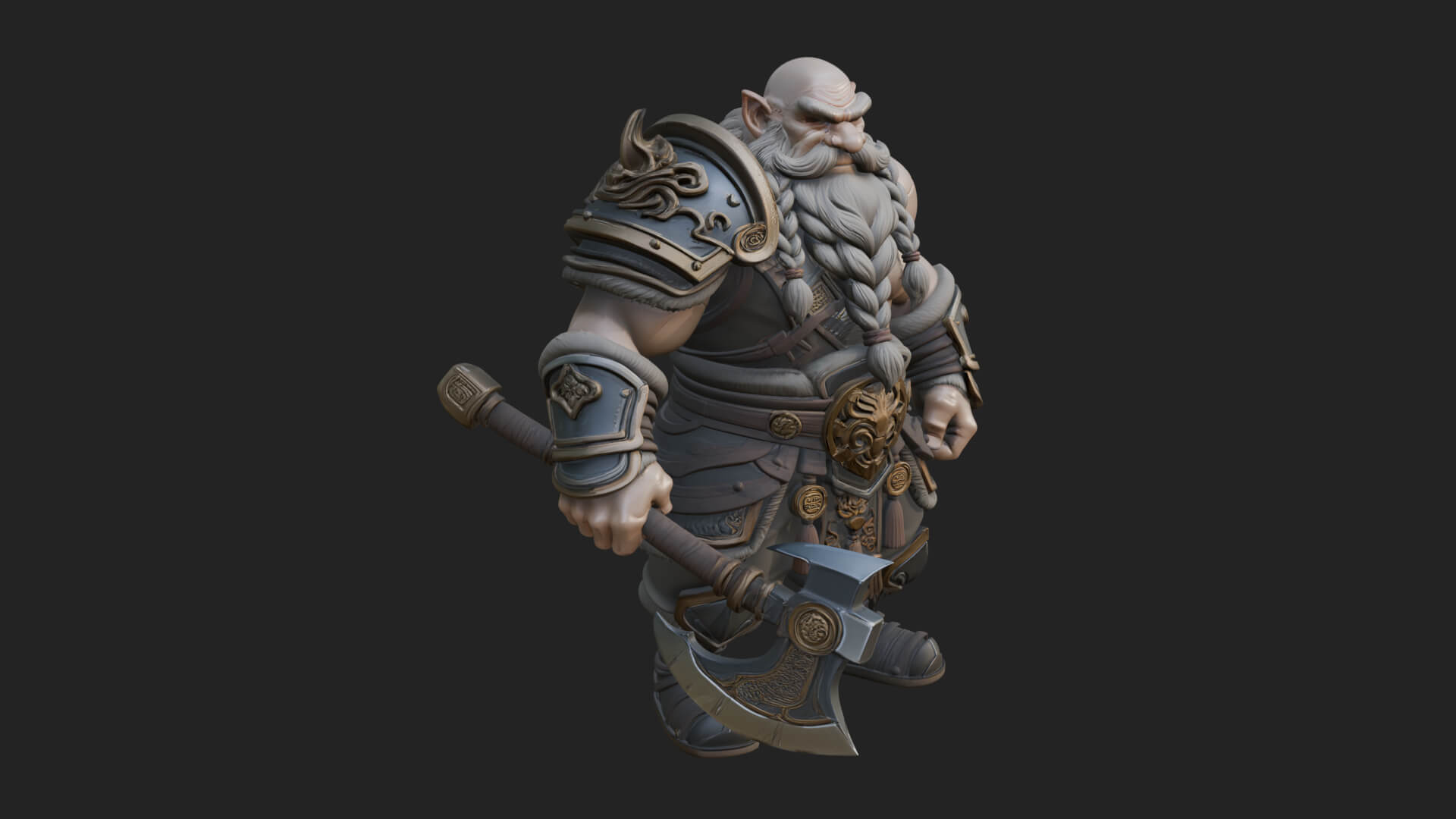 Dwarf Warrior Statue Design 4 3D Print Model 3D Model