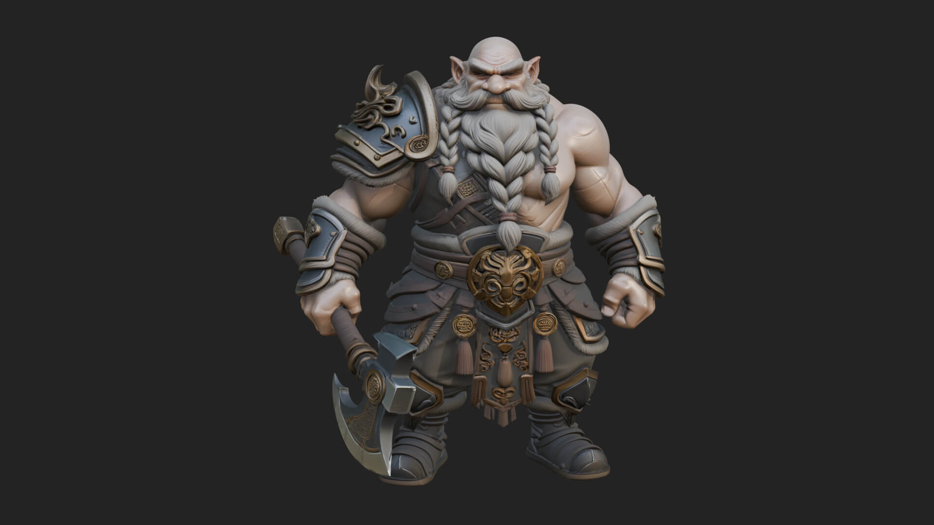 Dwarf Warrior Statue Design 4 3D Print Model 3D Model