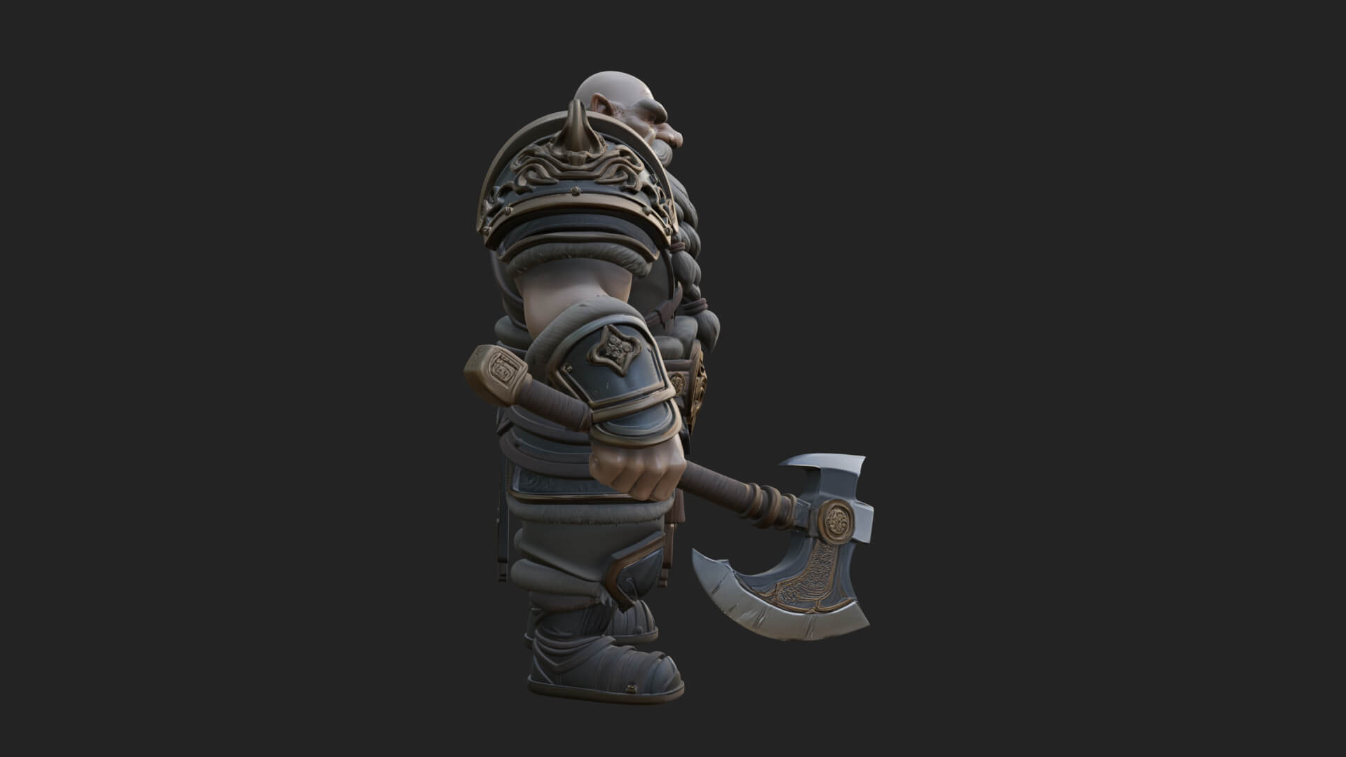 Dwarf Warrior Statue Design 4 3D Print Model 3D Model